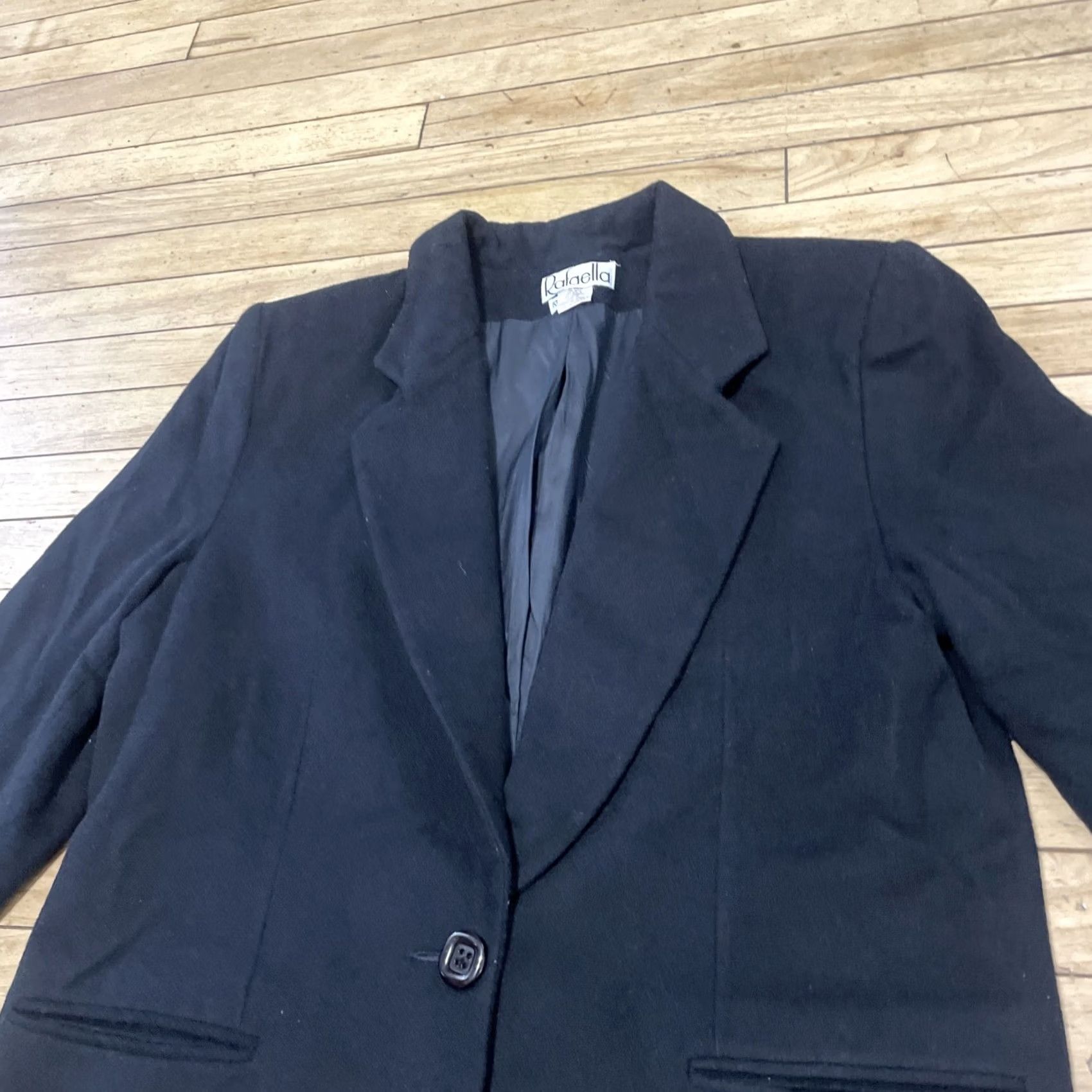Vintage VINTAGE Rafaella Jacket Women 12 Black Wool Cashmere Minimal Blazer Coat Long Sleeve Button Lined 90s Professional Modern Size XL / US 12-14 / IT 48-50 - 5 Thumbnail