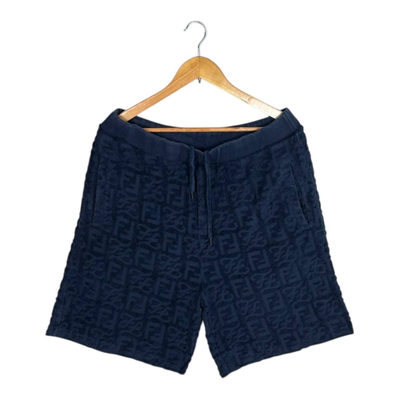 Fendi Fendi FF Monogram Terry Cloth Shorts Navy Blue 54 Size US 34 / EU 50 - 1 Thumbnail