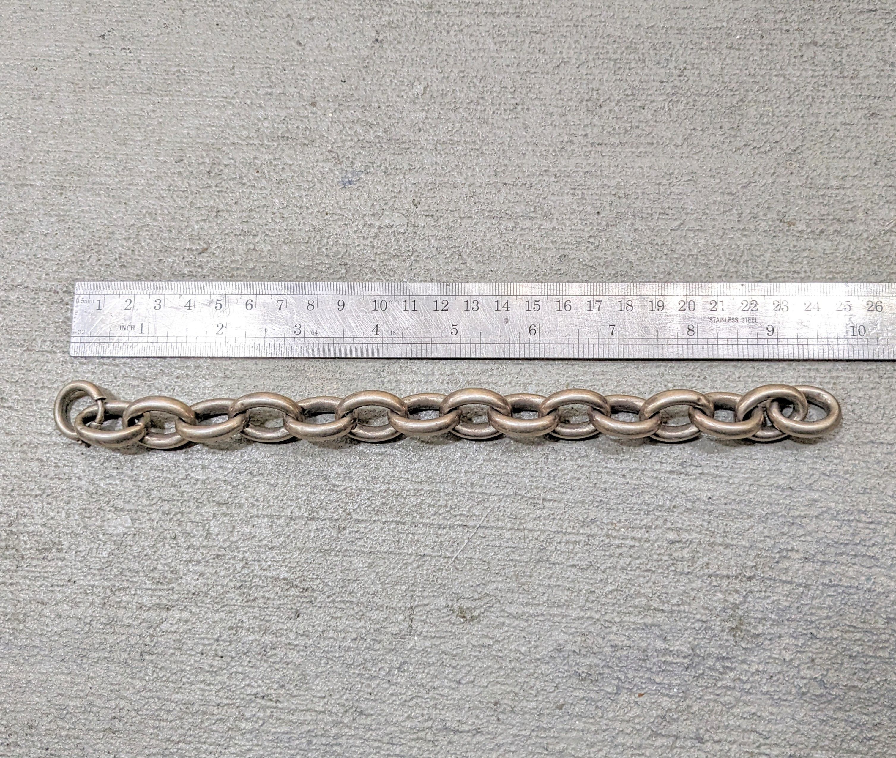 Other Vintage Sterling Silver Bracelet 9.5" Oval Chain Link 90s Size ONE SIZE - 16 Thumbnail