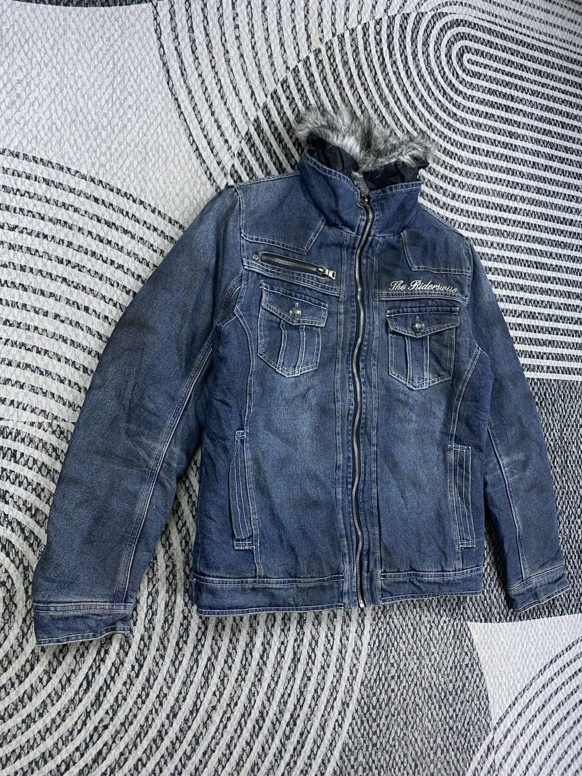 In The Attic Vintage In The Attic Denim Fur Bikers Jacket Size US M / EU 48-50 / 2 - 4 Thumbnail