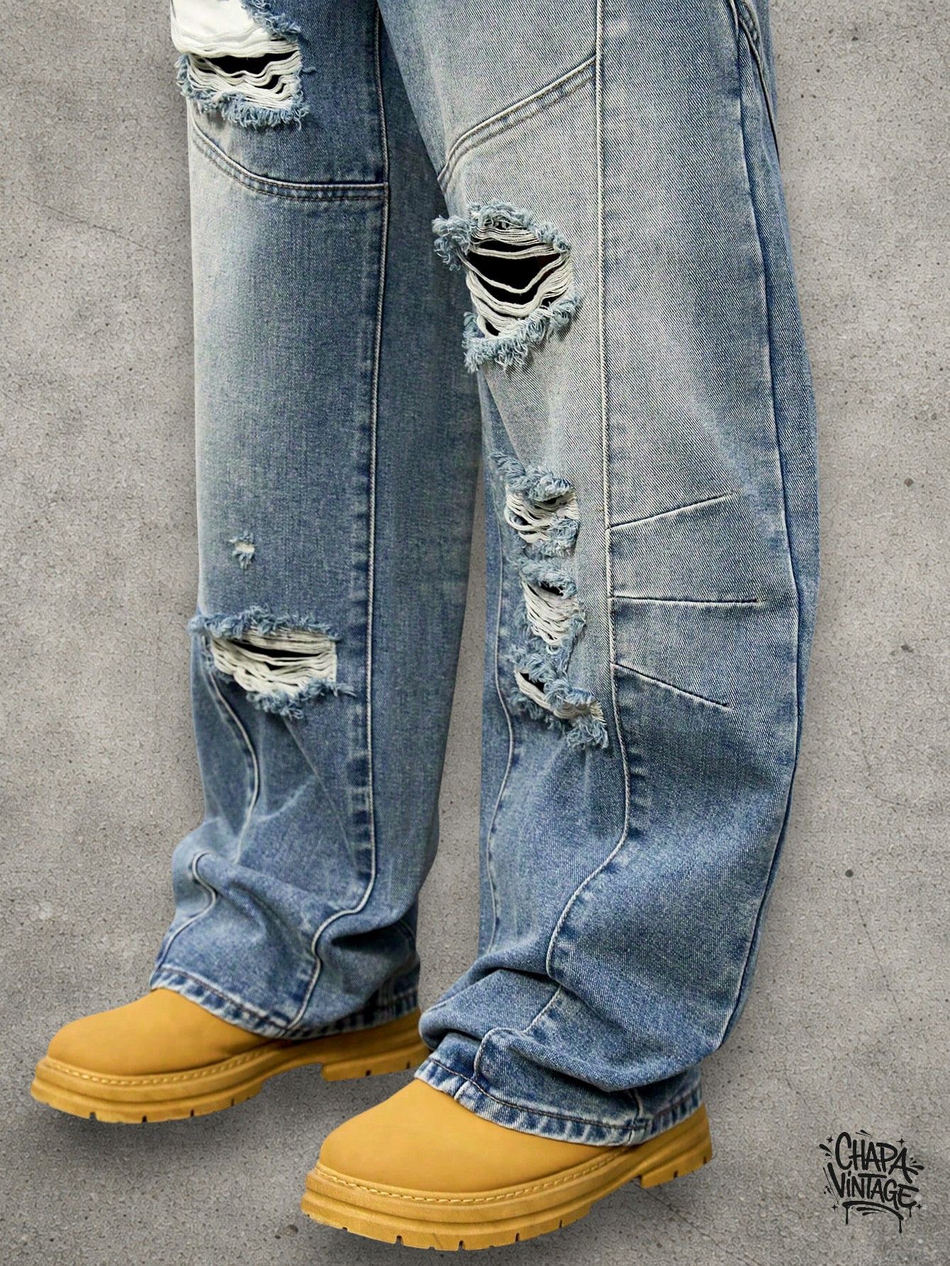 Japanese Brand Distressed ripped jeans Size US 32 / EU 48 - 4 Thumbnail