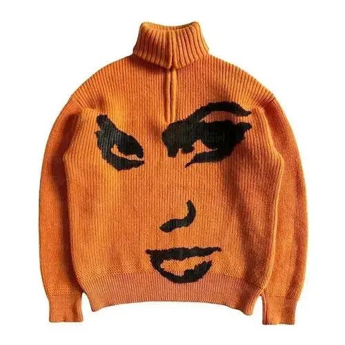 Other Vintage Print Portrait Oversized Turtleneck sweater Size US XL / EU 56 / 4 - 3 Thumbnail