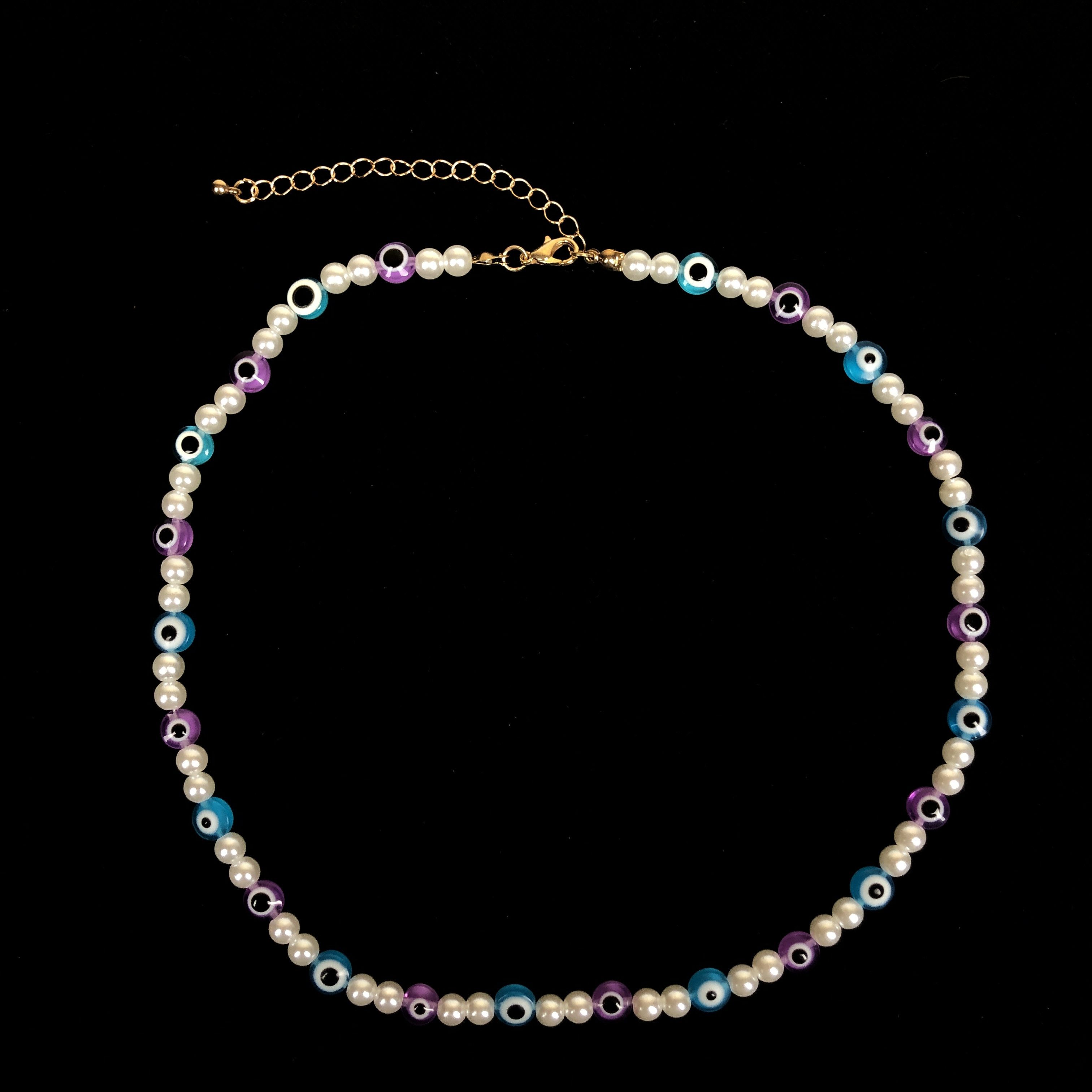 Chain x Jewelry Pearl Choker Punk Necklace Y2K in White, Men's