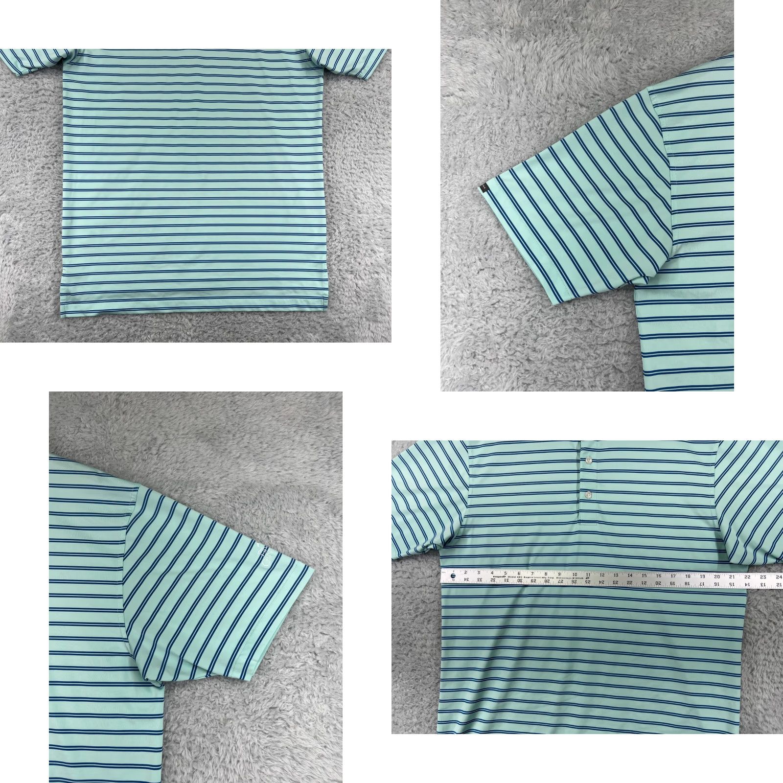 Vintage Dunning Polo Shirt Mens Large Teal Striped Golf Golfer Polyester Blend Outdoor Shirt Size US L / EU 52-54 / 3 - 8 Thumbnail