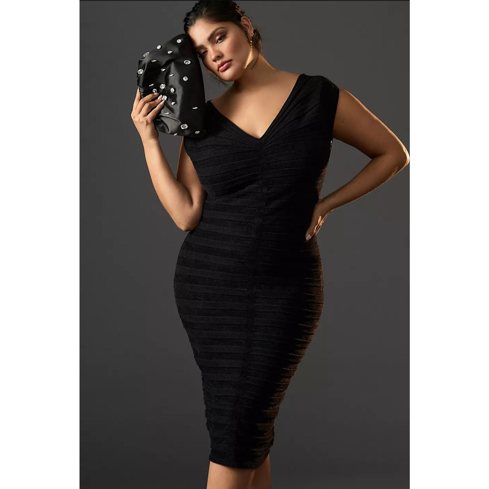 Anthropologie NWT By Anthropologie V-Neck Chenille Midi Dress $248 X-SMALL Size XS / US 0-2 / IT 36-38 - 1 Thumbnail