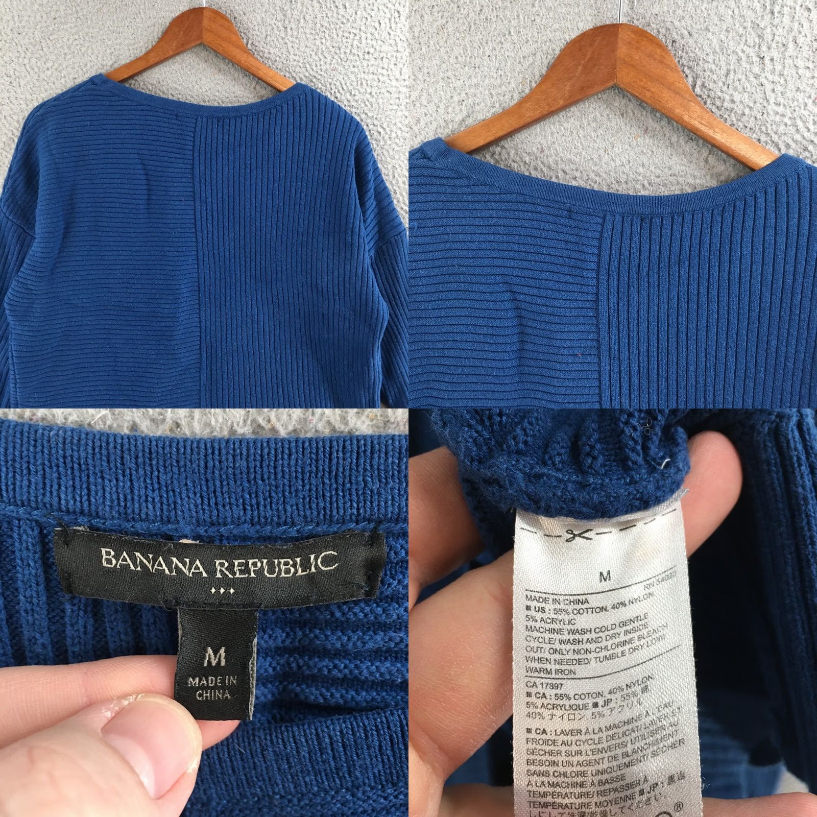 Banana Republic Banana Republic Sweater Womens M Long Sleeve Crew Neck Knit Pullover Blue Ribbed Size M / US 6-8 / IT 42-44 - 8 Thumbnail