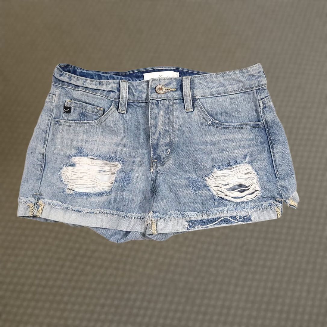 Vintage VINTAGE KanCan Shorts Womens XS Blue Distressed Denim High Rise Raw Hem Ripped Cutoff Size 26" / US 2 / IT 38 - 1 Thumbnail