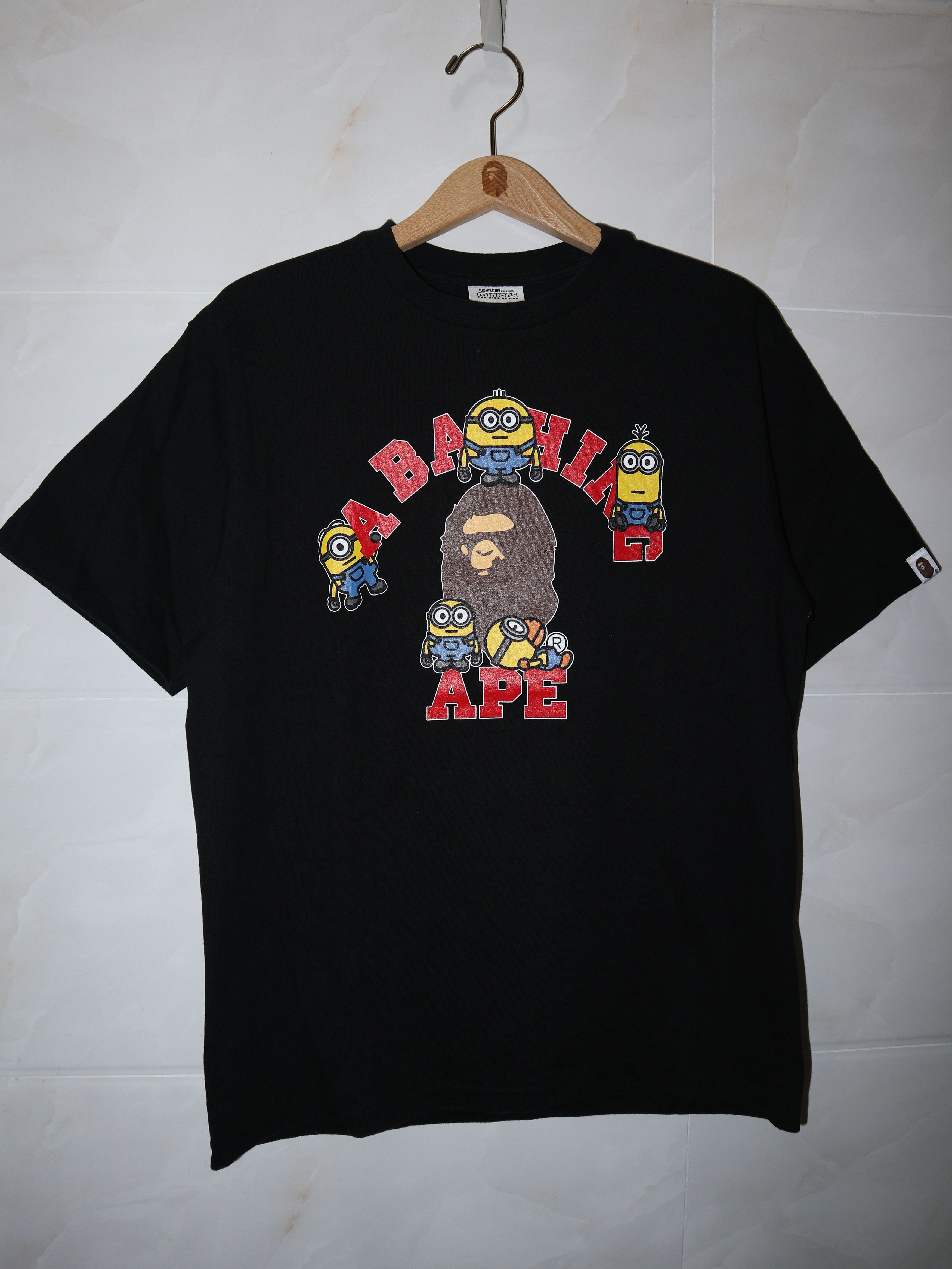 image of Bape X Minions Ape Head Logo Tee in Black, Men's (Size Medium)