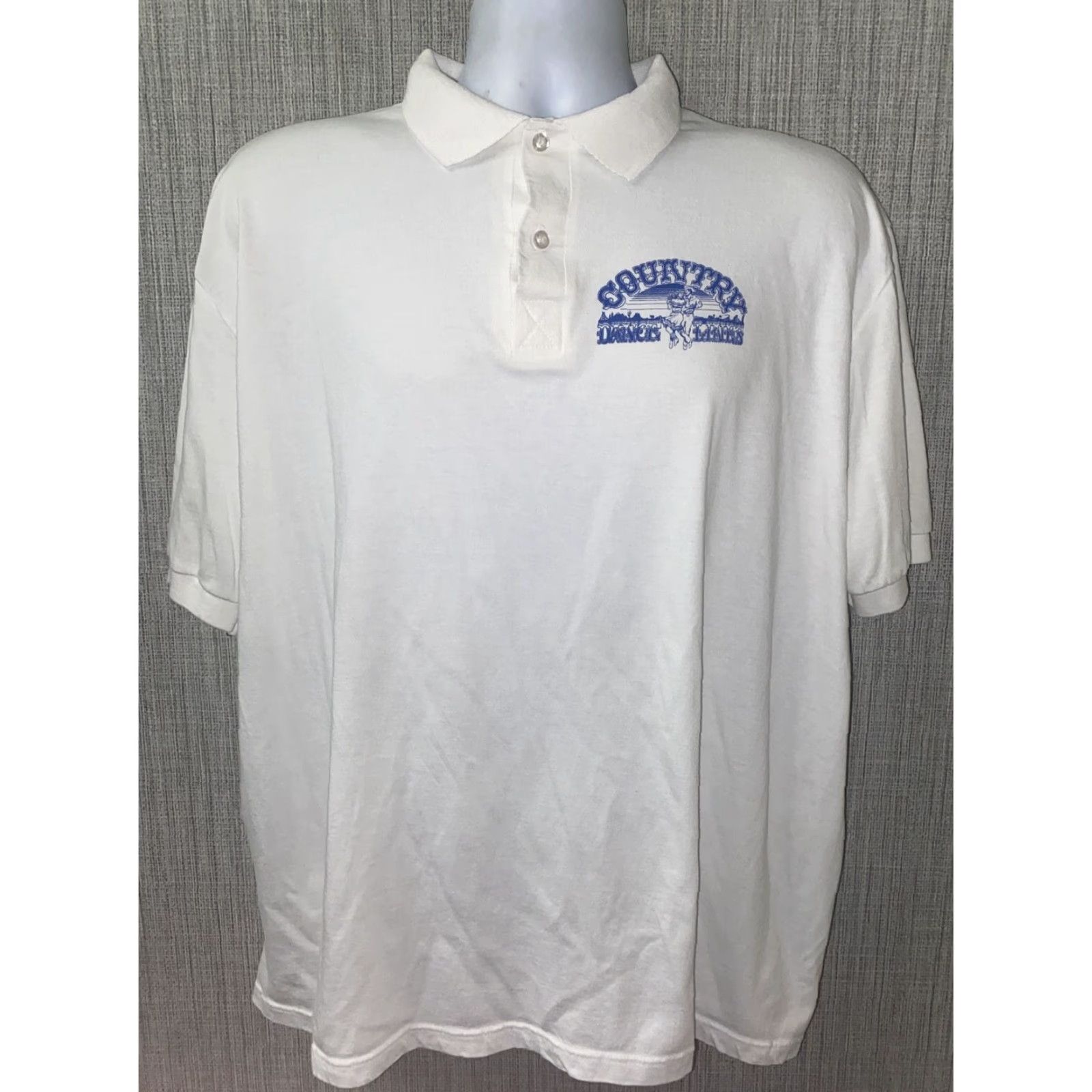 Hanes VINTAGE Stedman By Hanes Mens Polo Shirt 2XL White USA Dance Lines Lined Shirt Mens Size US XXL / EU 58 / 5 - 2 Thumbnail