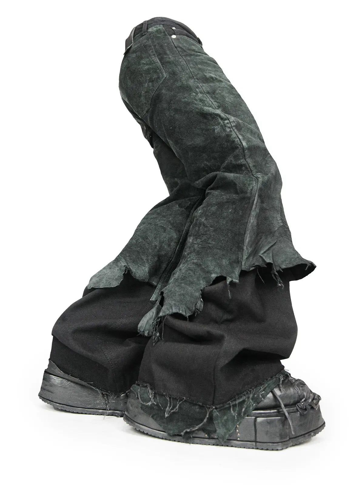 Paradoxe Paris Paradoxe Paris Baggy Black Overlaid Leather Jeans Size US 30 / EU 46 - 7 Thumbnail