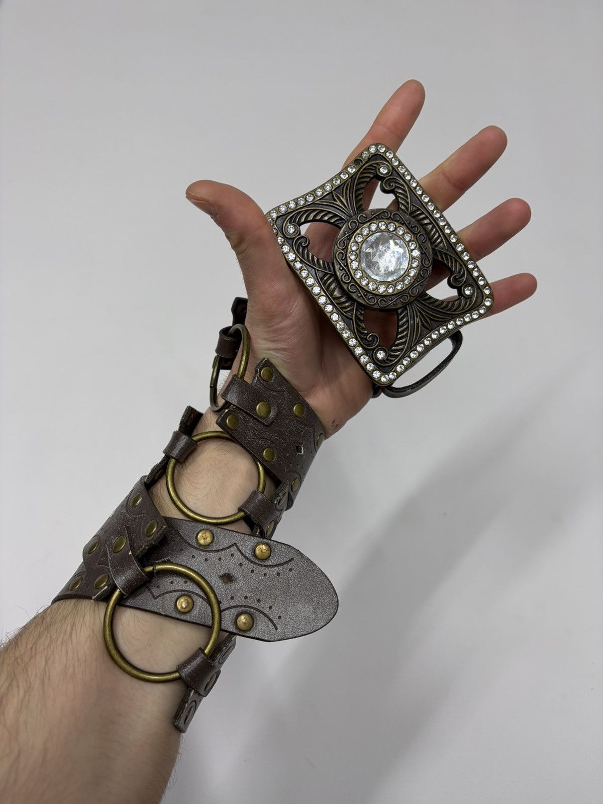 Hysteric Glamour Vintage Y2K Rhinestones Like Number Nine Punk Leather Belt Size 32 - 9 Thumbnail