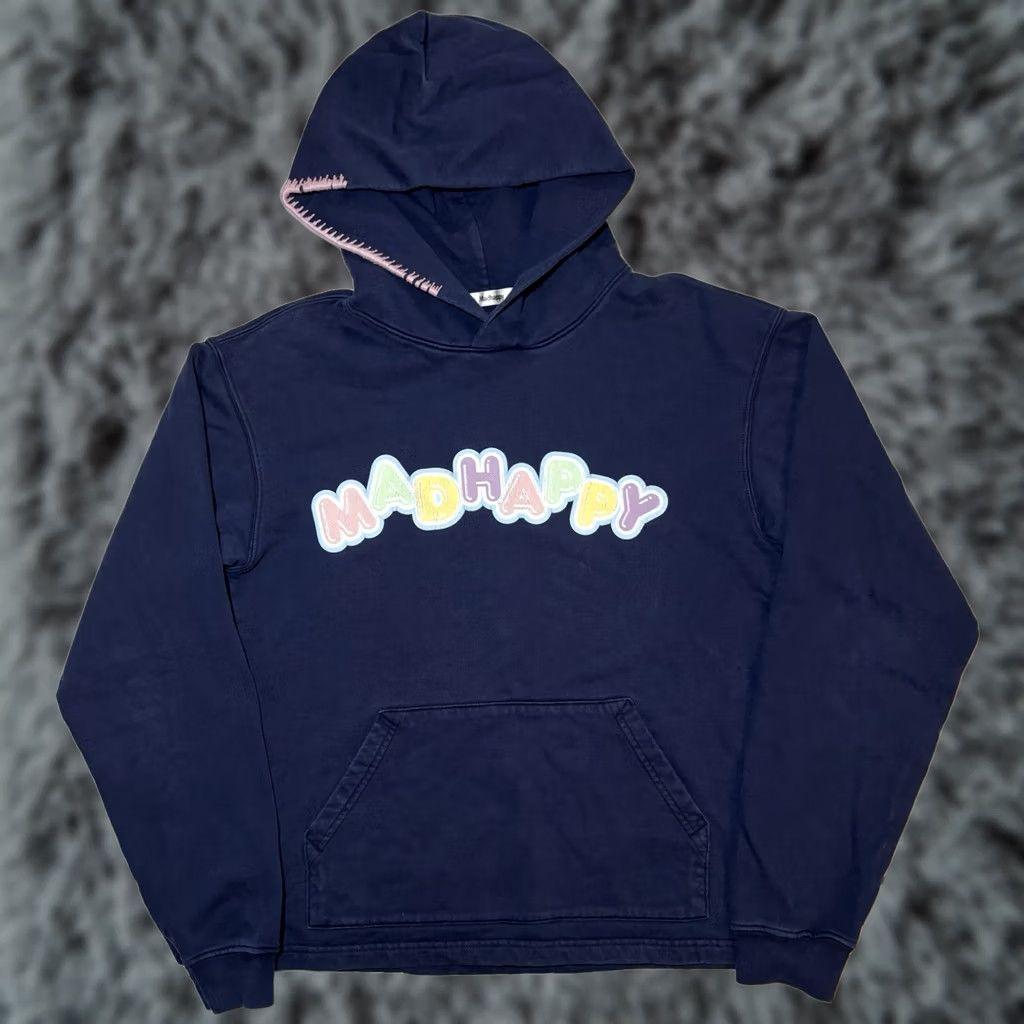 Madhappy Hoodie Adult S Blue French Terry Bubble Letter Sweatshirt Sweater Usa Made, Men's