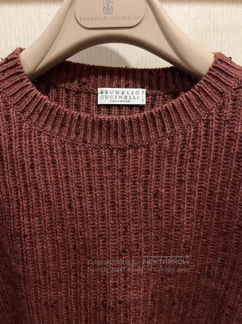 Brunello Cucinelli Brunello Cucinelli Sequined Cashmere Knit Top Size S / US 4 / IT 40 - 4 Thumbnail