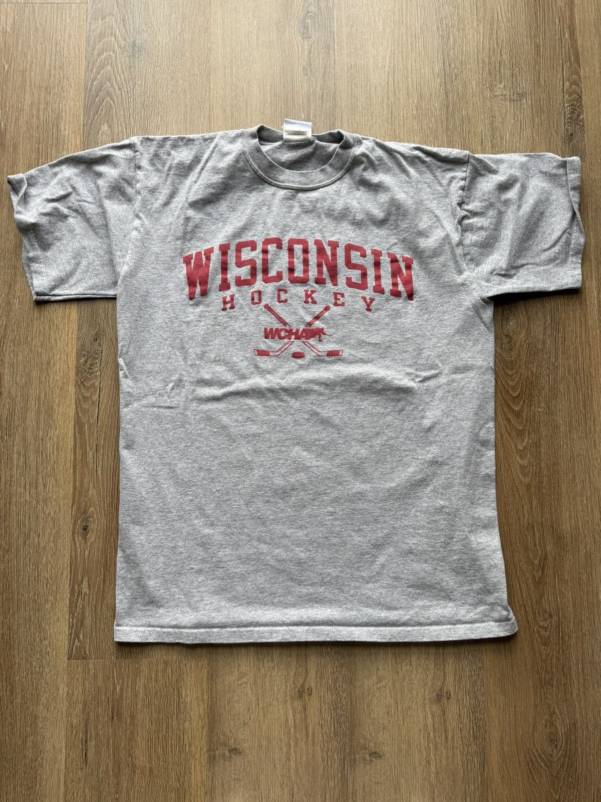 Champion × Vintage Grey Wisconsin Hockey Vintage Champion Shirt Size US L / EU 52-54 / 3 - 1 Thumbnail