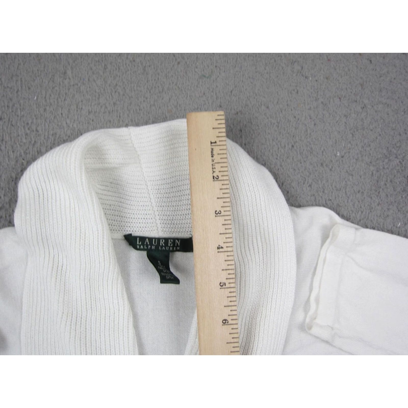 Ralph Lauren Ralph Lauren Cardigan Womens Small White Open Front Knit Sweater Cotton LRL 90s Size S / US 4 / IT 40 - 6 Thumbnail
