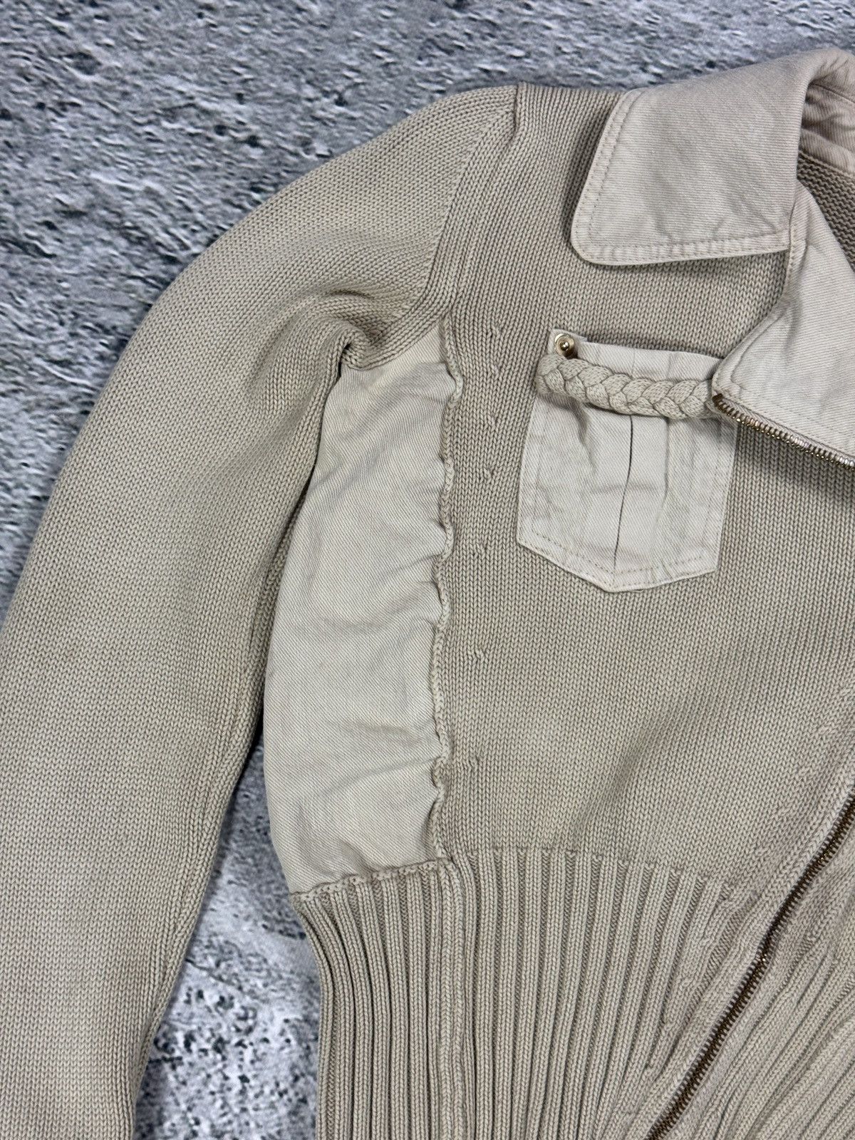 Armani Emporio Armani sweater avant garde beige Y2K knit zip swag Size S / US 4 / IT 40 - 3 Thumbnail