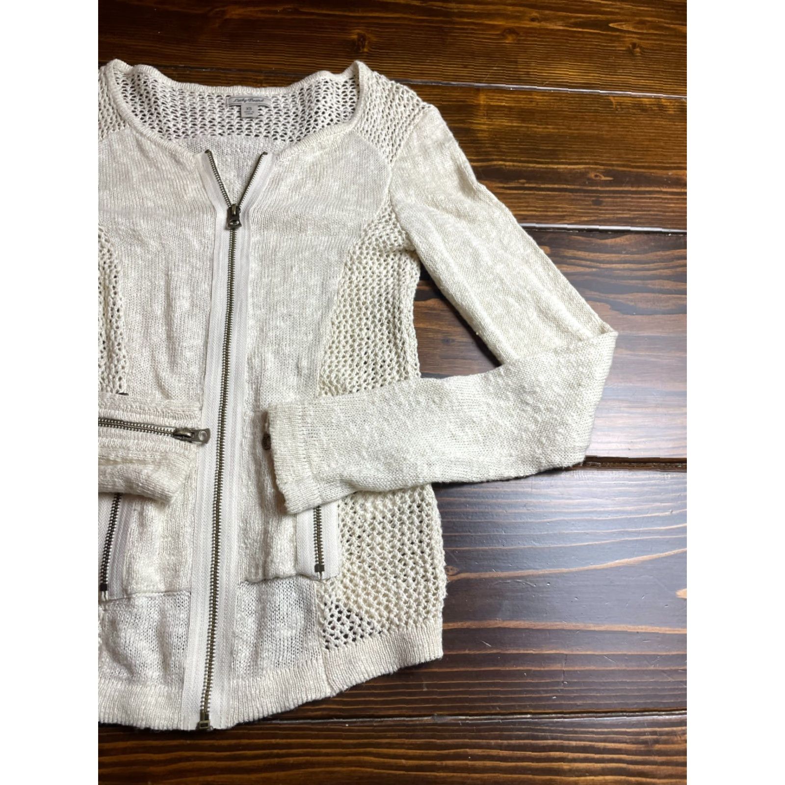 Lucky Brand Lucky Brand Sweater Shirt Cardigan Women XS Ivory Cream Linen Blend Full Zip Regular Size XS / US 0-2 / IT 36-38 - 4 Thumbnail