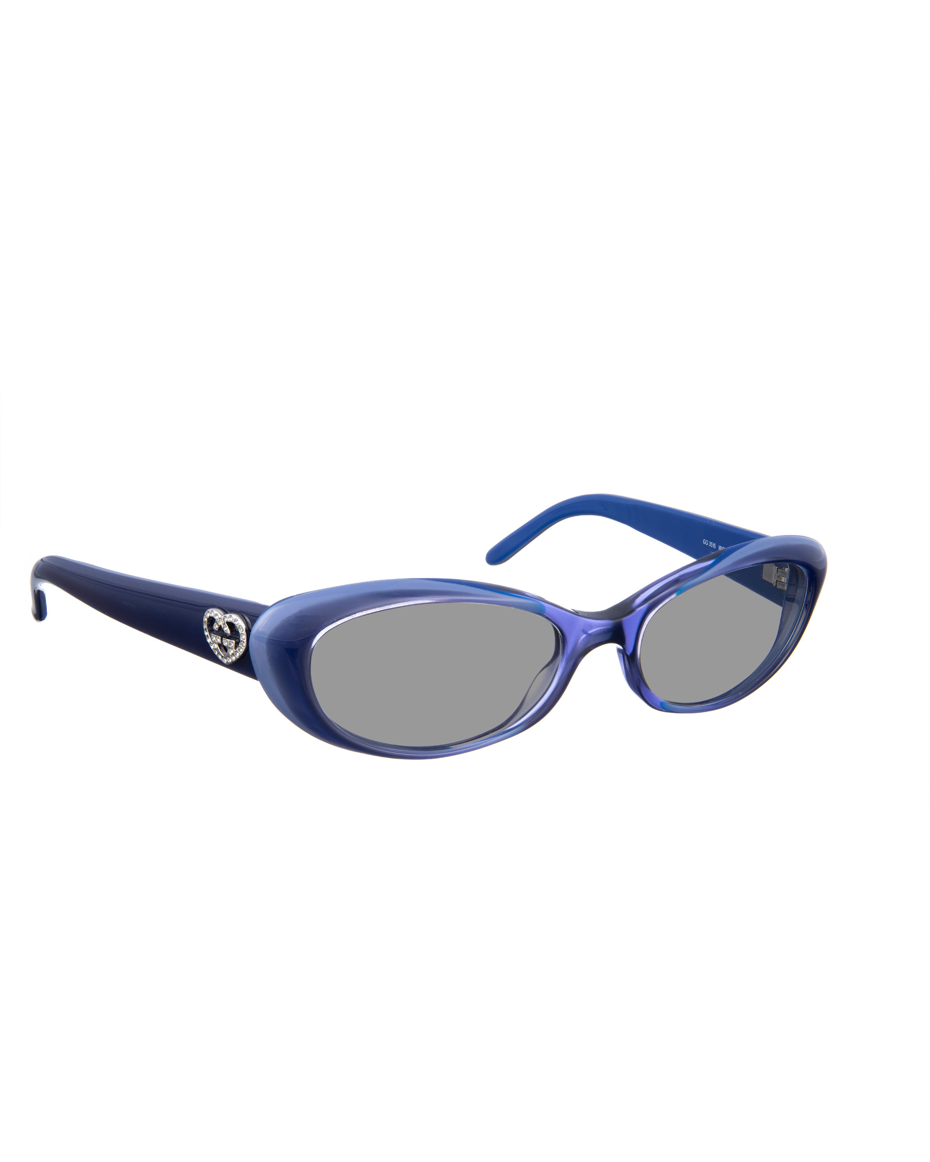 Gucci Gucci 00s Navy Blue Cat Eye Sunglasses with Crystal Hearts Size ONE SIZE - 1 Thumbnail