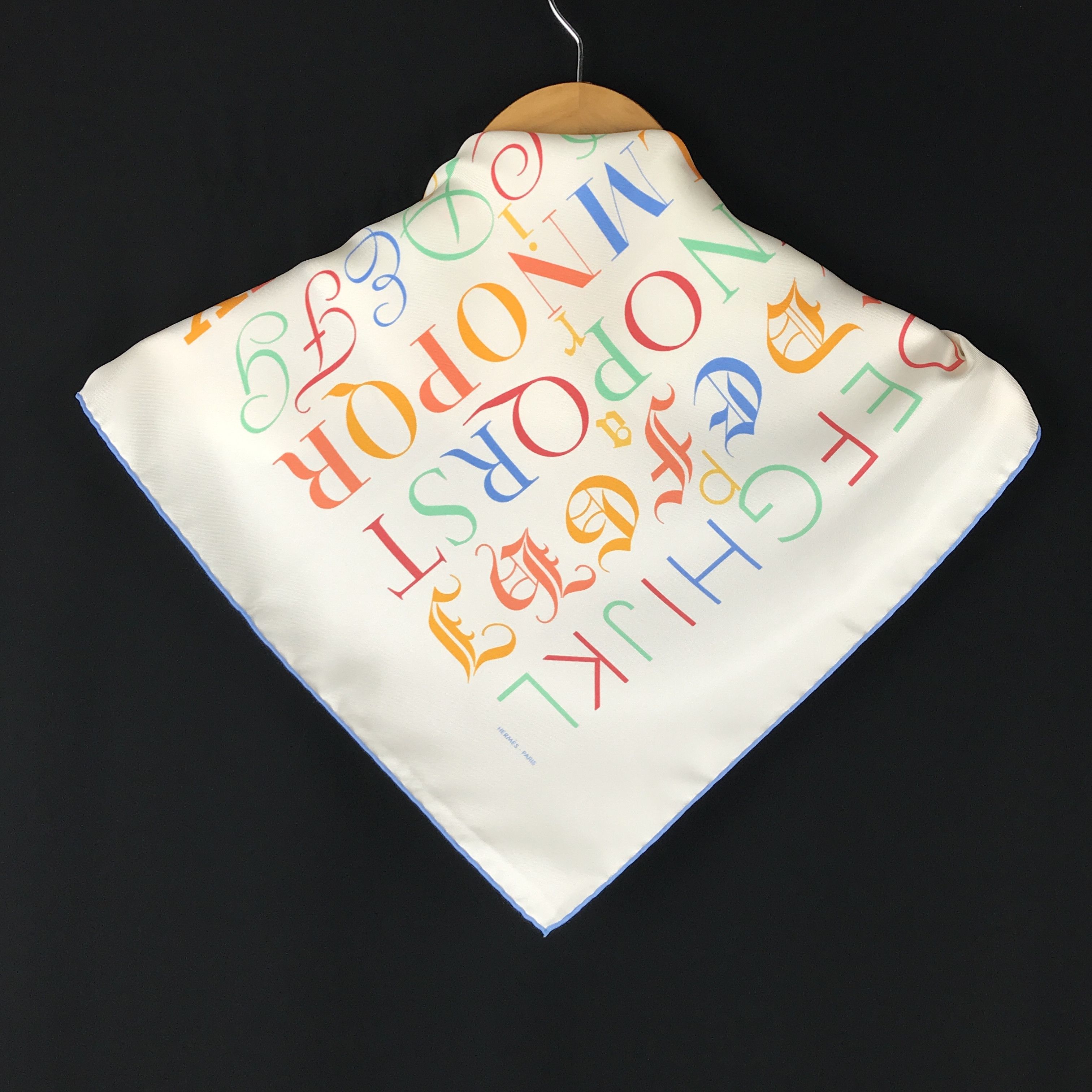 Hermes × Vintage Hermes Silk Scarf Silk Bandana Titled Literature-Alphabet Size ONE SIZE - 4 Thumbnail