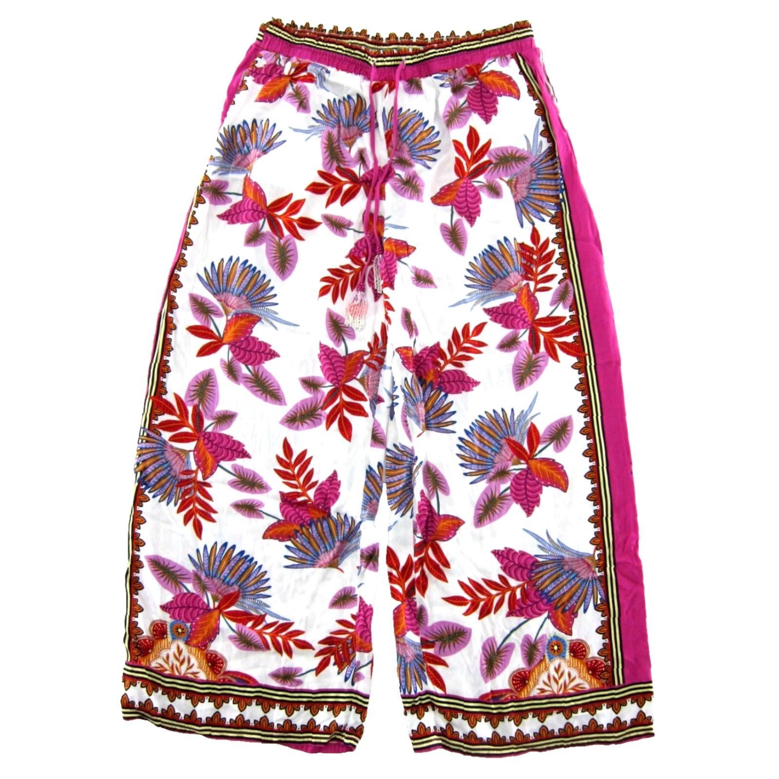 Haute Hippie Haute Hippie Pants Wide Leg Women Large Pink Tropical Floral Rayon 100% Wide Leg Pant Size 36" / US 14 / IT 50 - 2 Thumbnail