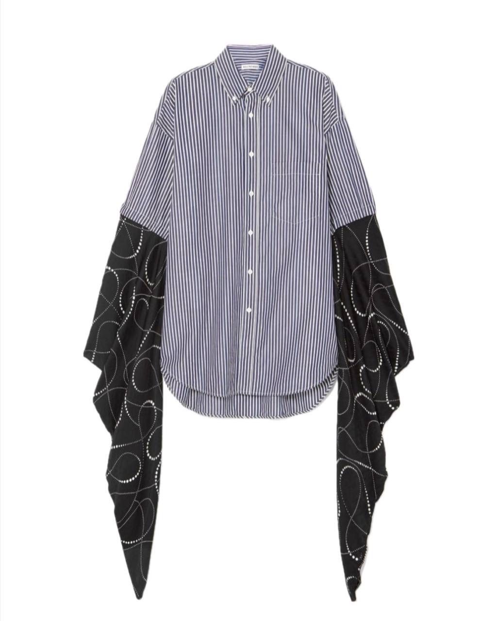 Balenciaga Oversized Striped Printed Silk-Georgette Shirt