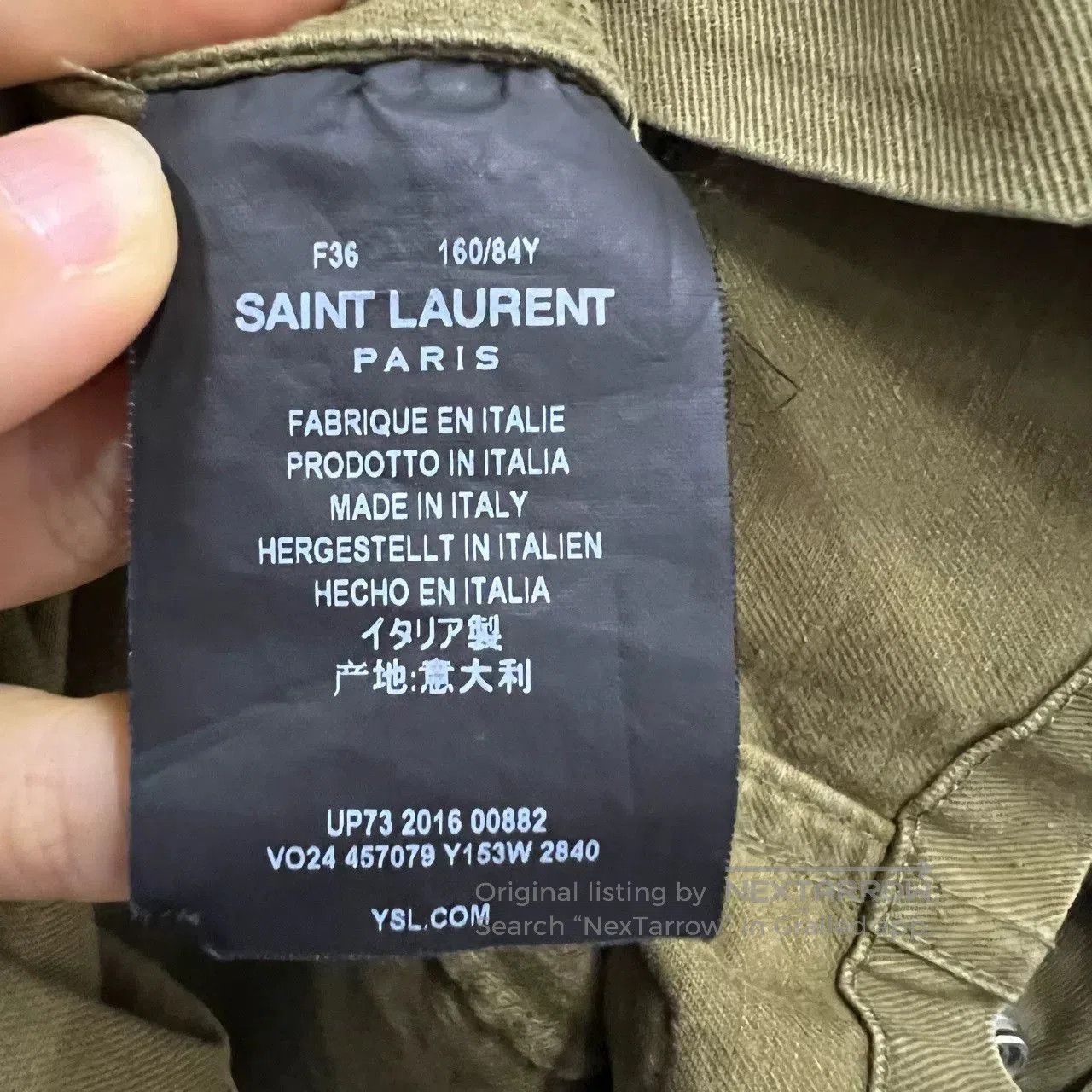 Saint Laurent Paris saint laurent olive green embroidered logo jacket. Size US XXS / EU 40 - 4 Thumbnail
