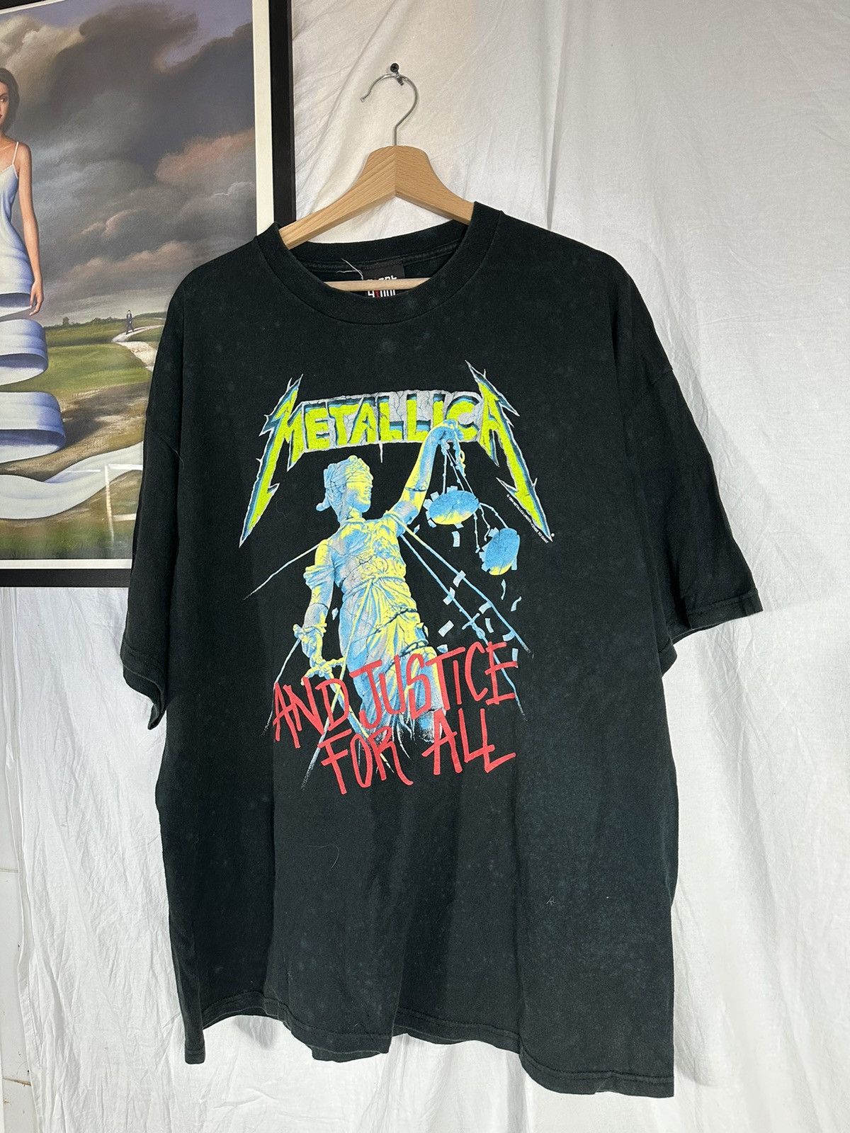 image of Band Tees x Giant Vintage 1994 Hammer Of Justice Giant Metallica Tshirt in Black, Men's (Size 2XL)