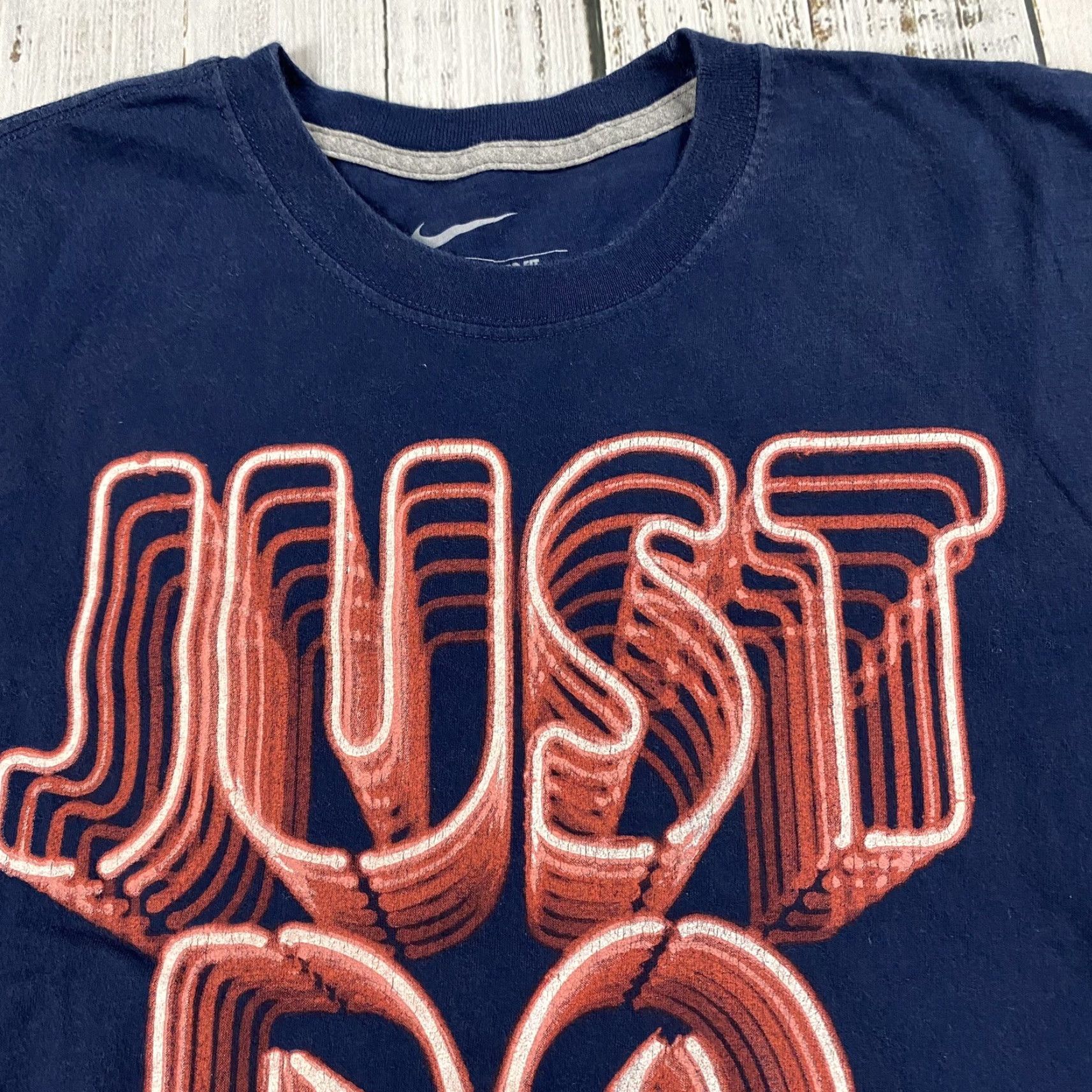 Nike VINTAGE Nike Shirt Mens L Adult Large Blue Neon Sign Just Do It Graphic T-Shirt 2000s Nike Dri-Fit Mens Size US L / EU 52-54 / 3 - 2 Thumbnail