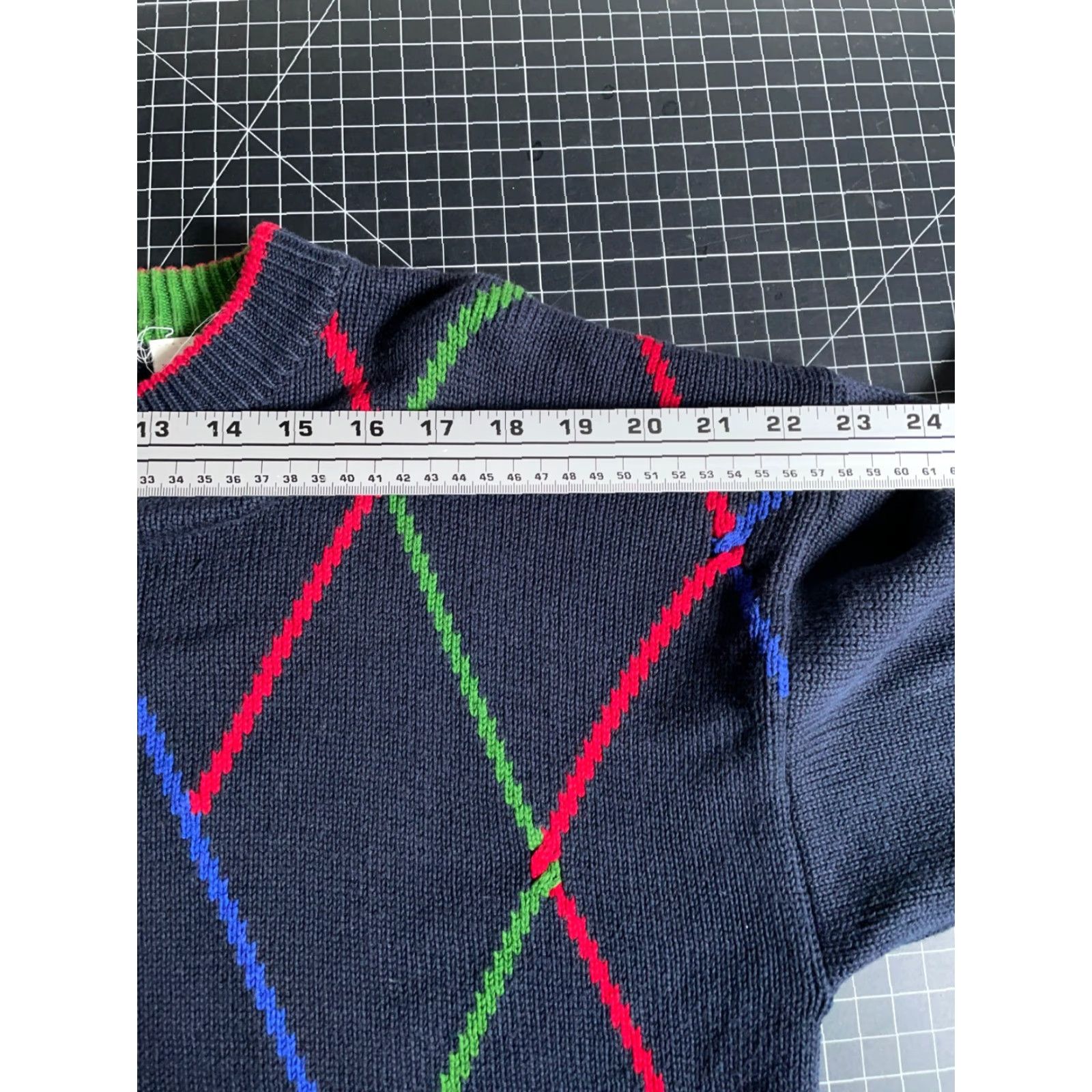 Jantzen VINTAGE Jantzen Sweater Diamond Pattern Knitted Crew Neck Men Large Blue 90s Golf Motif Heavyweight Pullover Knit Cotton Casual Skinner Size US L / EU 52-54 / 3 - 7 Thumbnail