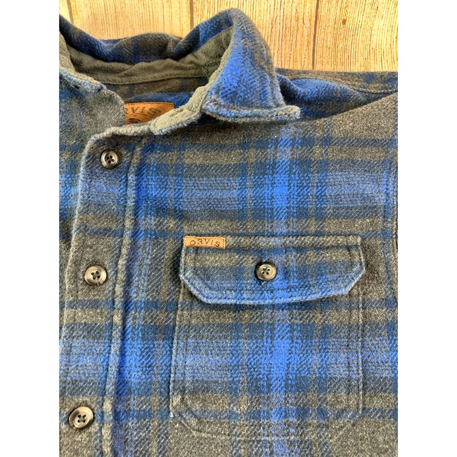 Orvis Orvis Shirt Plaid Long Sleeve Button-Up Men's Blue Medium | Cotton Polyester Flannel, Button-Up, Casual, Regular Fit Size US M / EU 48-50 / 2 - 7 Thumbnail