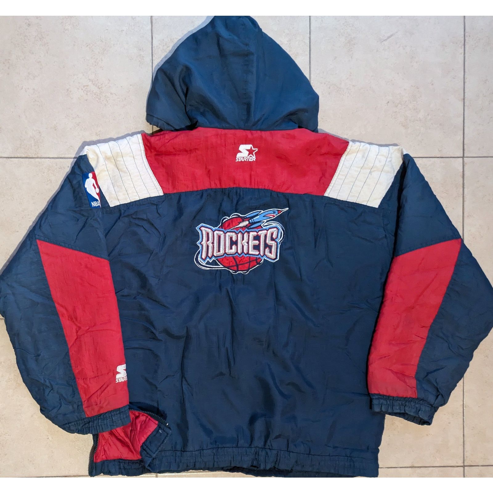 Starter Houston Rockets 90s STARTER Color Block puffer navy NBA vtg Size US XXL / EU 58 / 5 - 2 Thumbnail