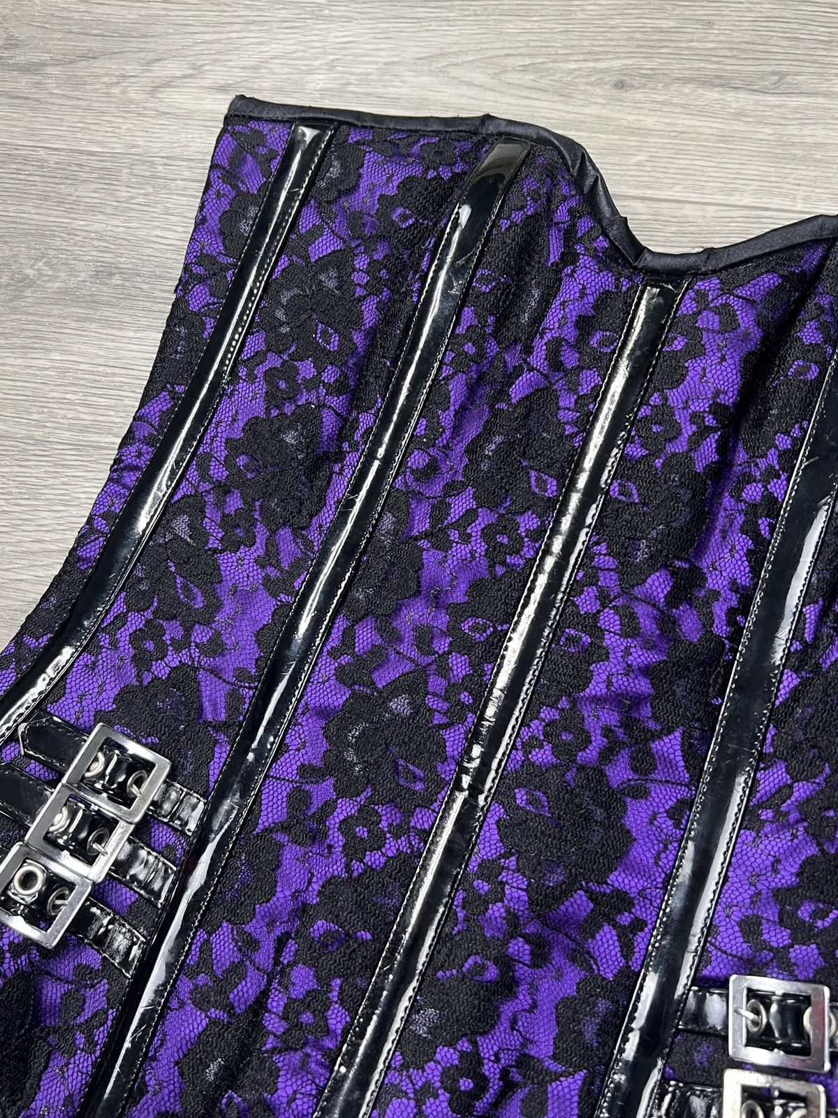 Other Sacrifice Purple Black Lace Overbust Goth Corset Top S Size S / US 4 / IT 40 - 4 Thumbnail