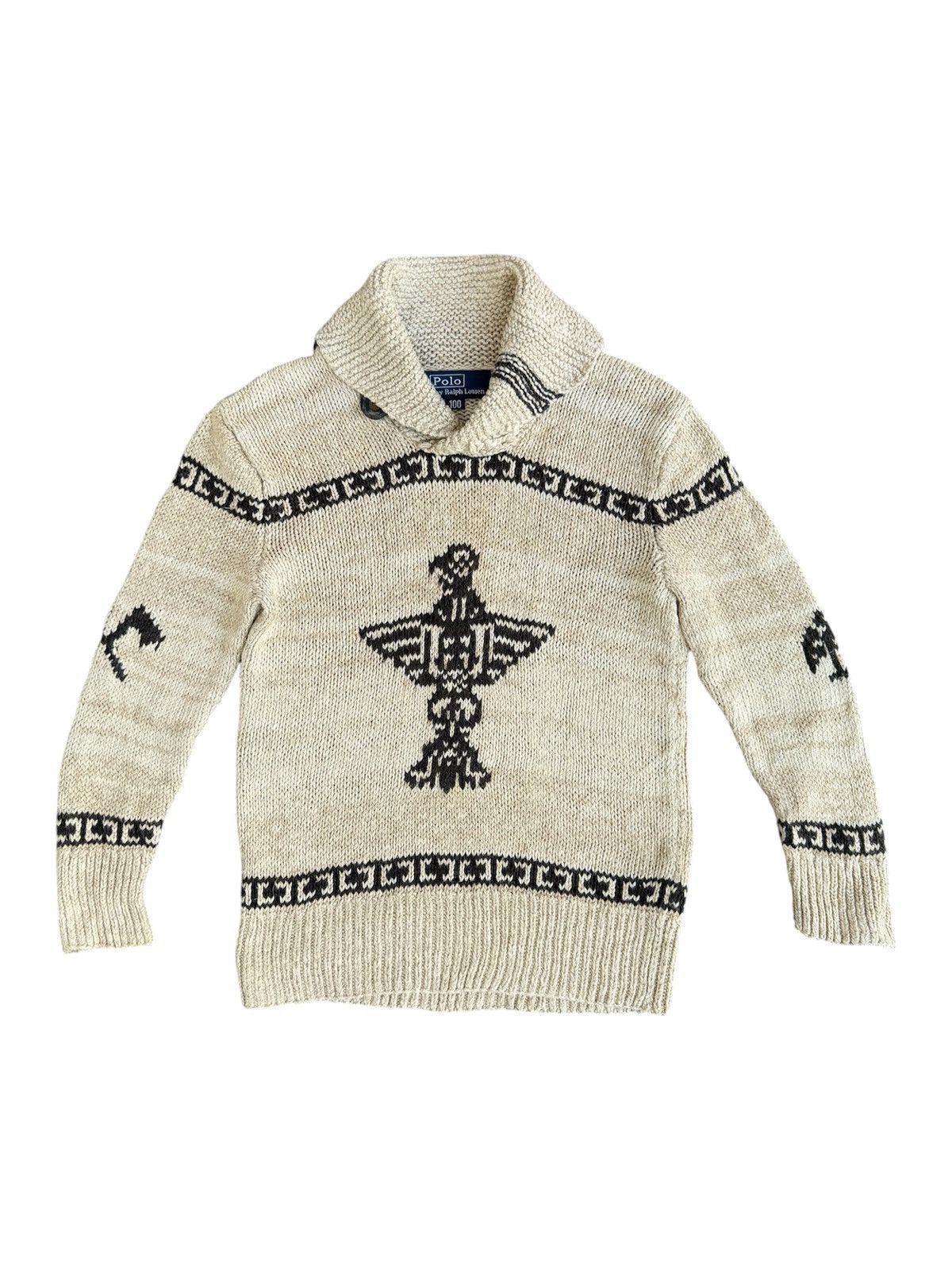 Polo Ralph Lauren 💥RARE💥Vintage 90s PRL Kanata Cowichan Hand Knit Shawl Collar Size US XXS / EU 40 - 1 Thumbnail