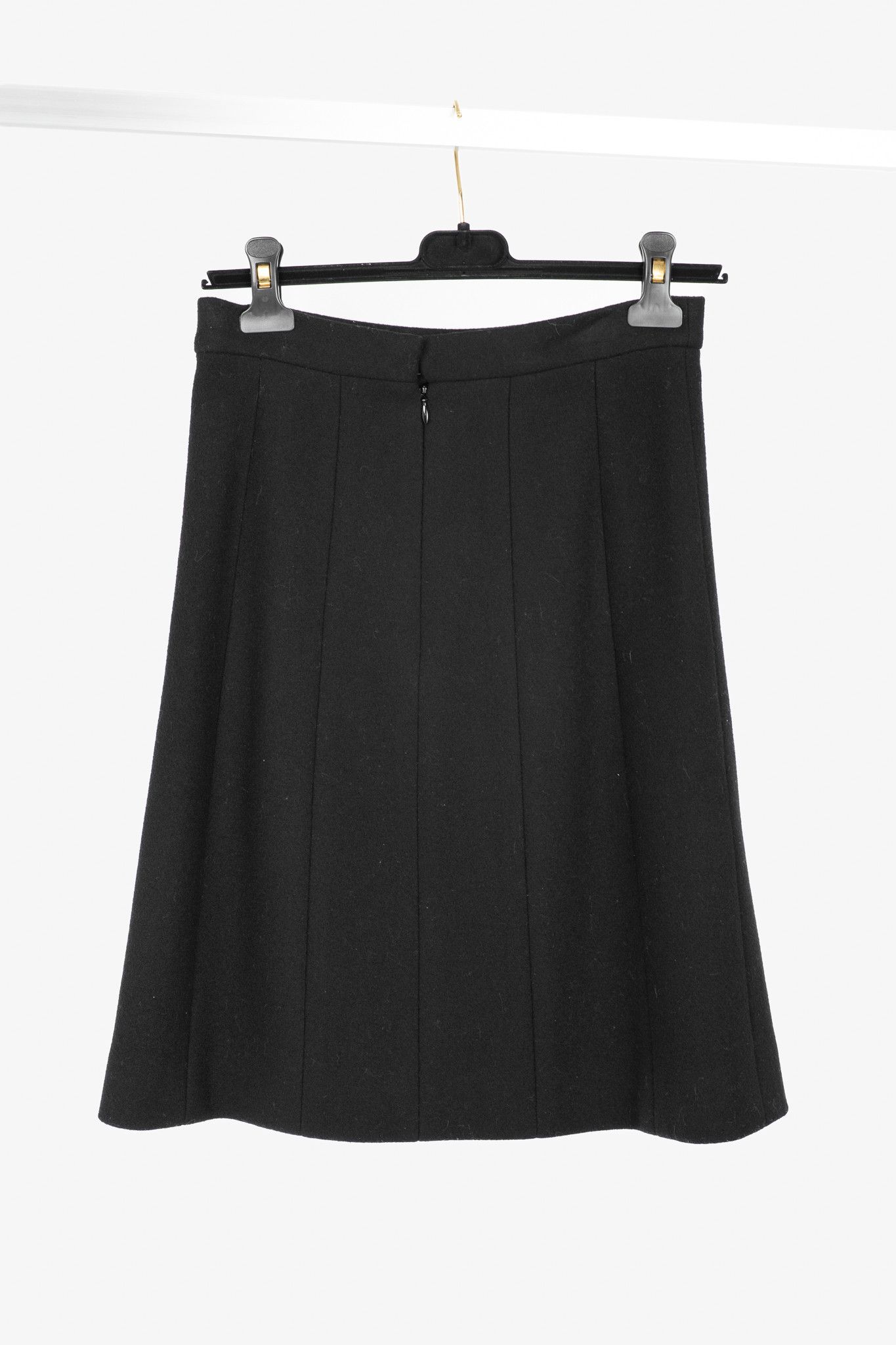 Chanel Chanel Black Wool-Blend Panelled A-Line Knee-Length Skirt Size 26" / US 2 / IT 38 - 2 Thumbnail