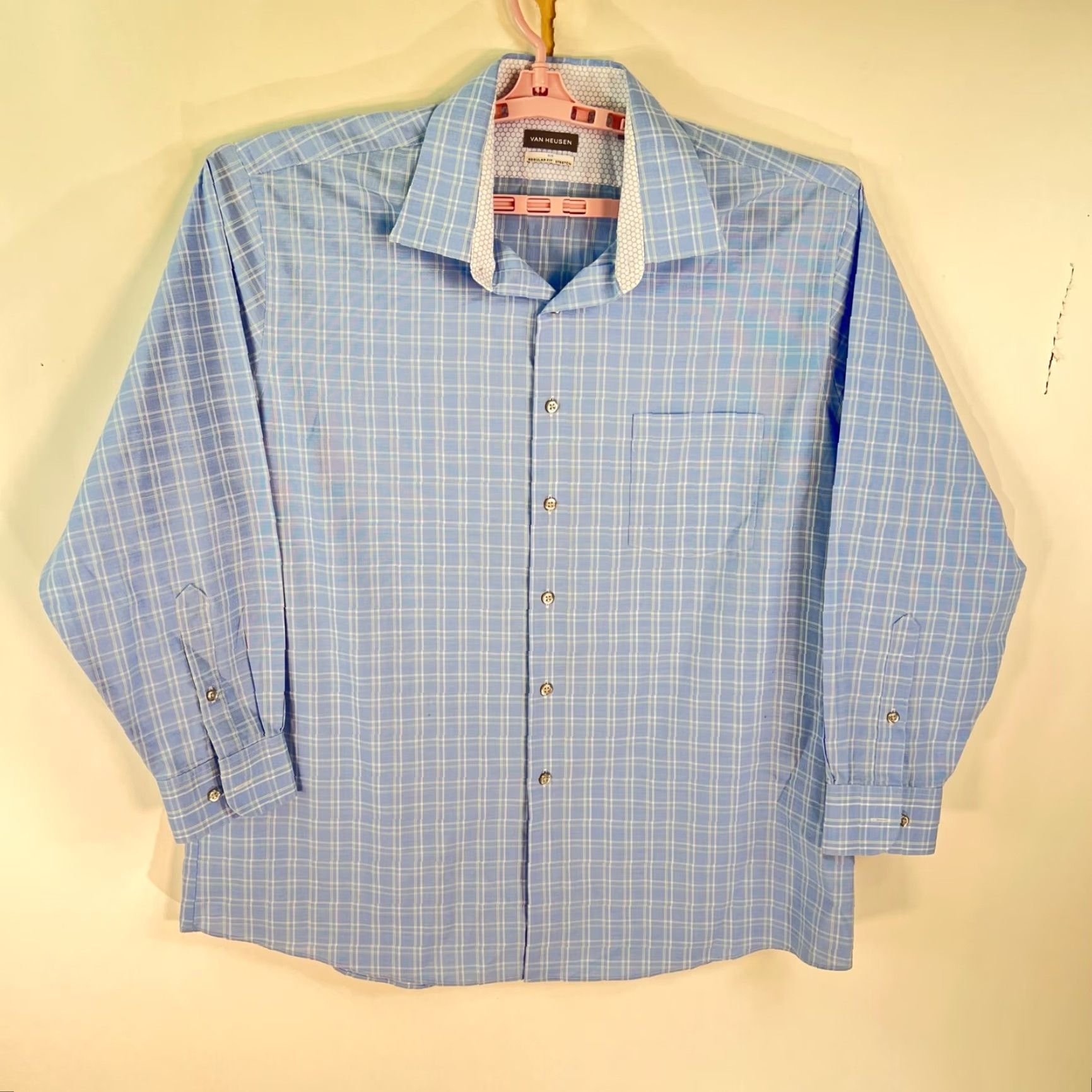 Van Heusen Van Heusen Long Sleeve Shirt Mens Size 17 1/2 X 33 Blue Checked Air Regular Fit Size US XXL / EU 58 / 5 - 3 Thumbnail