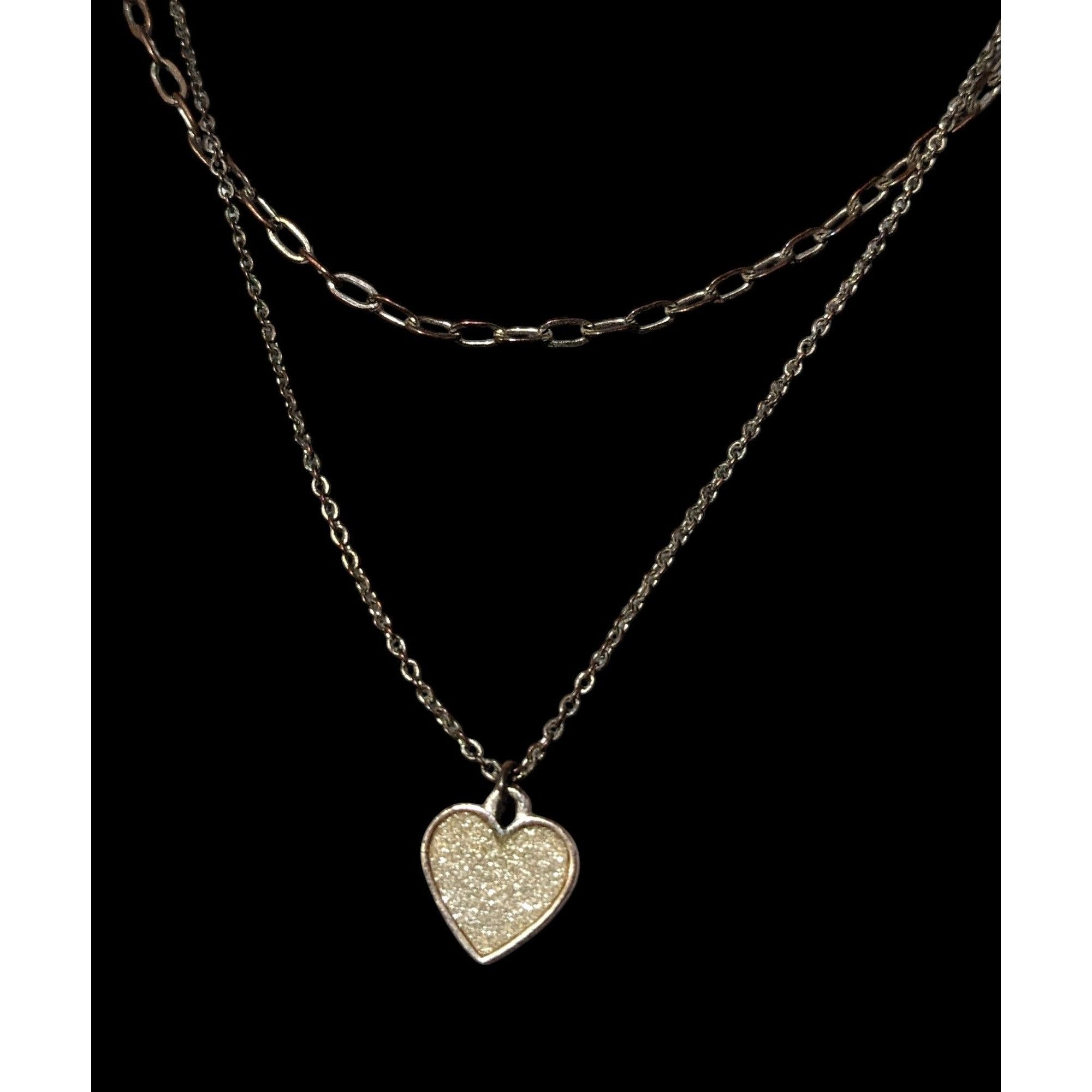 Other Minimalist Rose Gold Tone Multilayer Silver Glitter Heart Ne Size ONE SIZE - 1 Thumbnail
