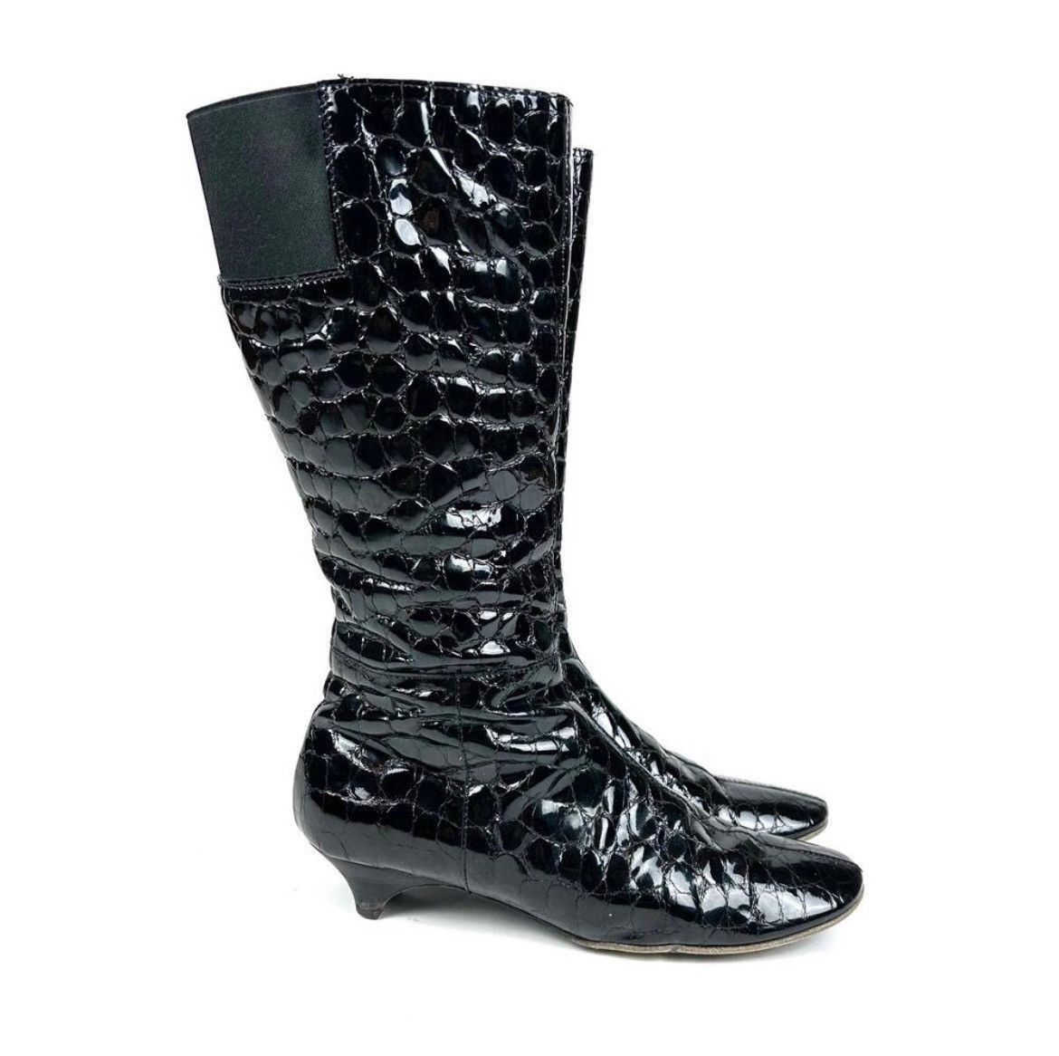 Miu Miu VINTAGE MIU MIU kitten heel croc patent boots Size US 9.5 / IT 39.5 - 4 Thumbnail