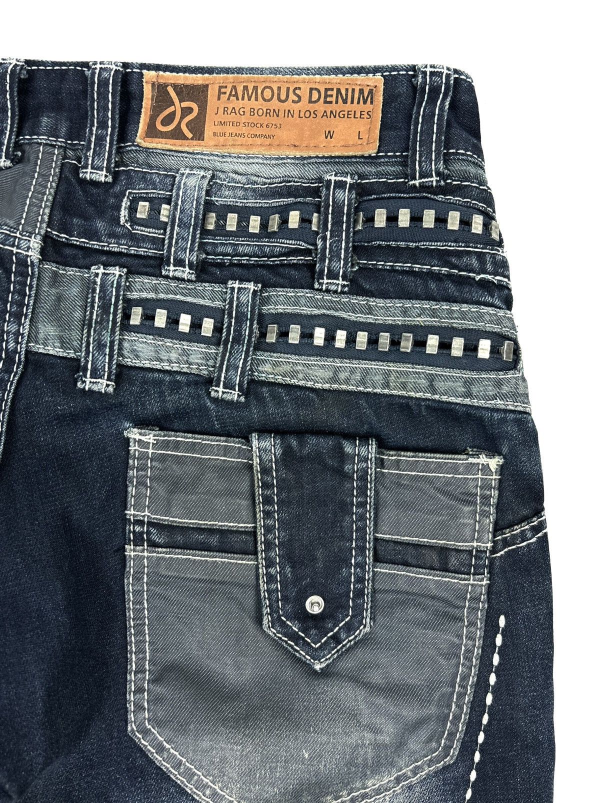 Japanese Brand J RAG Avant-Garde Japanese Jeans Multi-Pocket Navy Denim Y2K Size US 29 - 9 Thumbnail