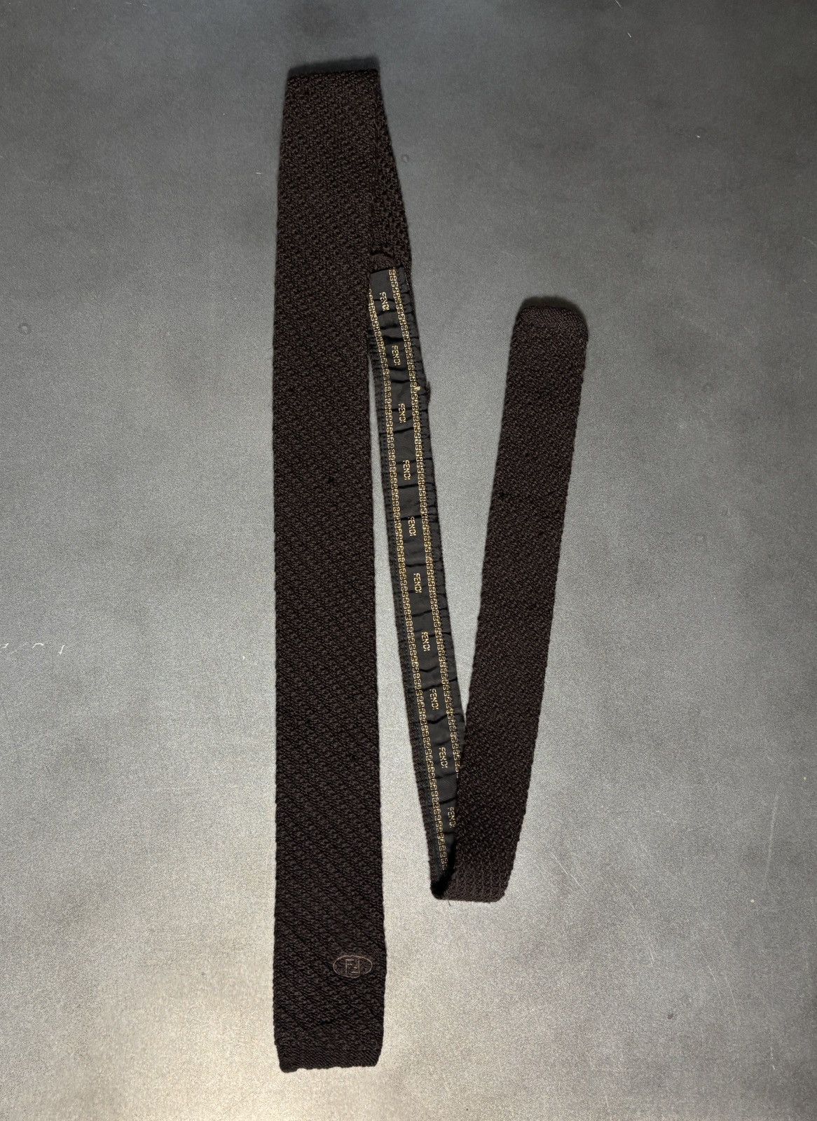 Fendi Vintage Fendi Tie Knit Wool Straight Bar Necktie Flat Top Size ONE SIZE - 16 Thumbnail