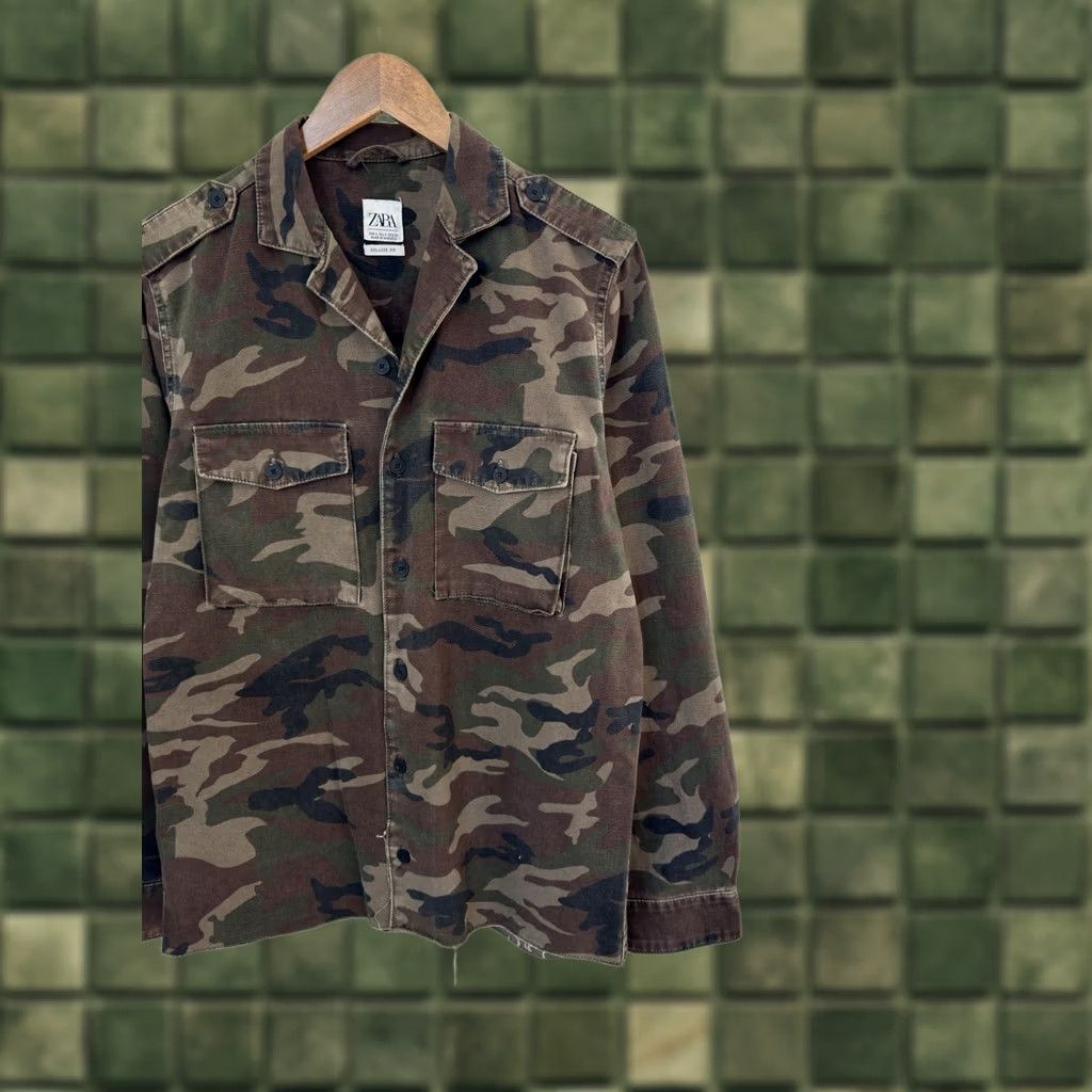 Zara VINTAGE Zara Military Camo Denim Jacket Shirt S Men Cotton Camouflage Zip Jacket 80s 90s Vintage Streetwear Size US S / EU 44-46 / 1 - 1 Thumbnail