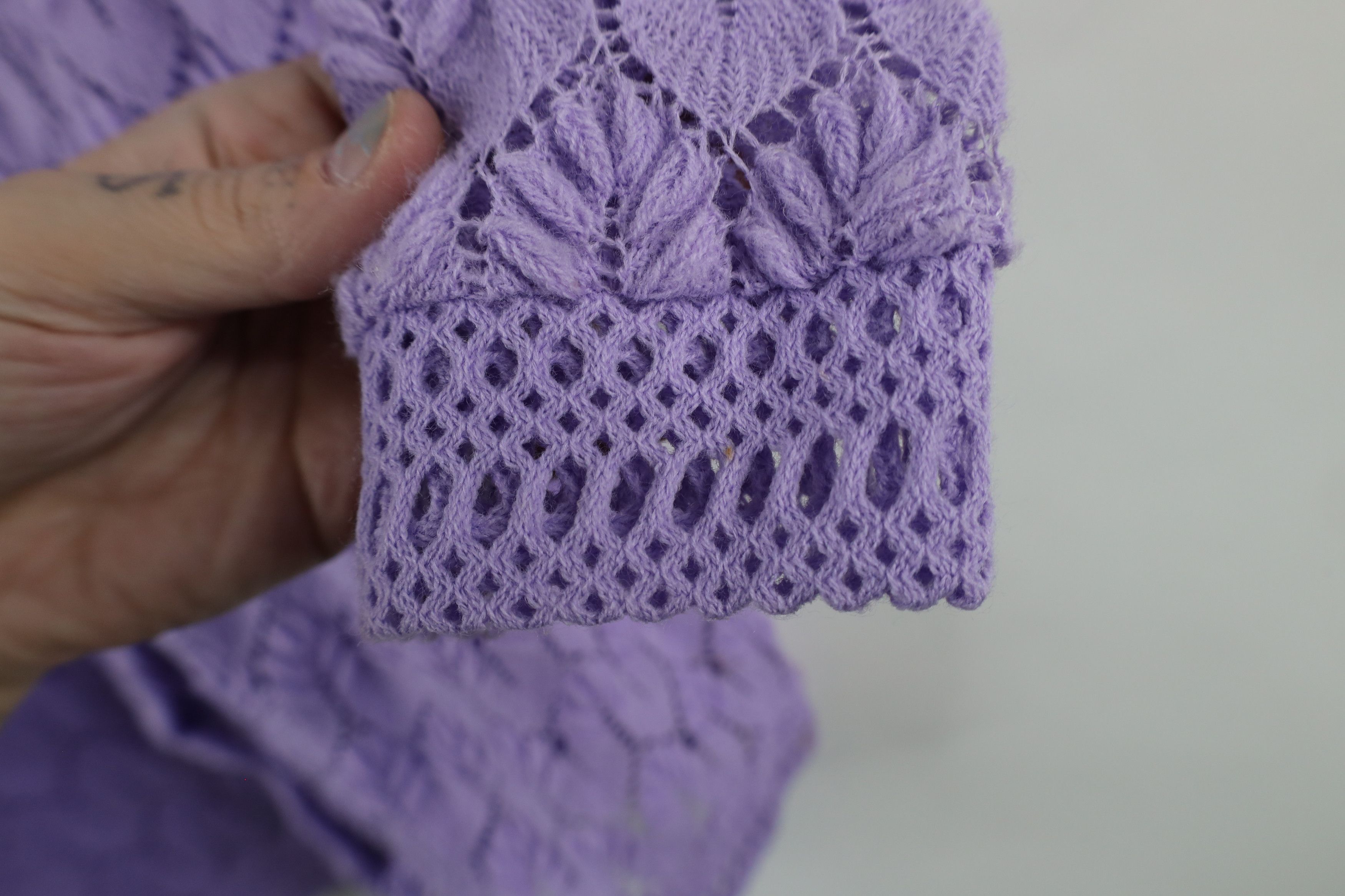 Vintage Vintage 60s Streetwear Crochet Knit Cardigan Sweater Purple Size XS / US 0-2 / IT 36-38 - 6 Thumbnail