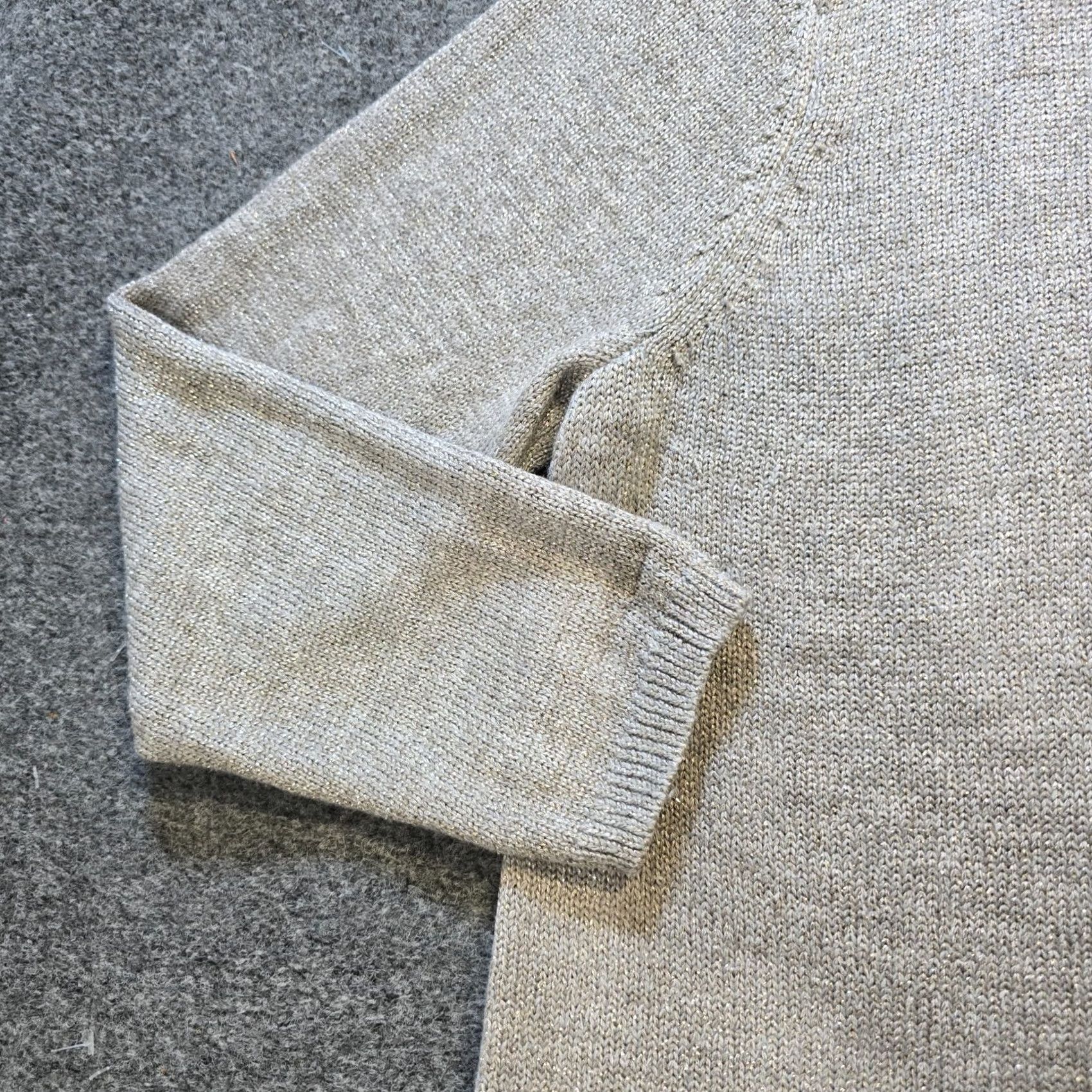 J. Jill J Jill Sweater Womens XL Gray Gold Metallic Shimmer Long Sleeve Knit Casual Pullover Size XL / US 12-14 / IT 48-50 - 3 Thumbnail