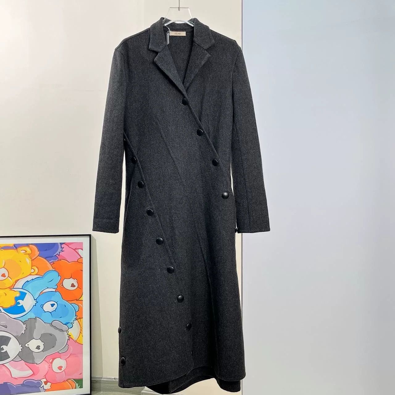 Celine Celine Dark Gray Wool Double-Breasted Winter Coat Size S / US 4 / IT 40 - 1 Thumbnail