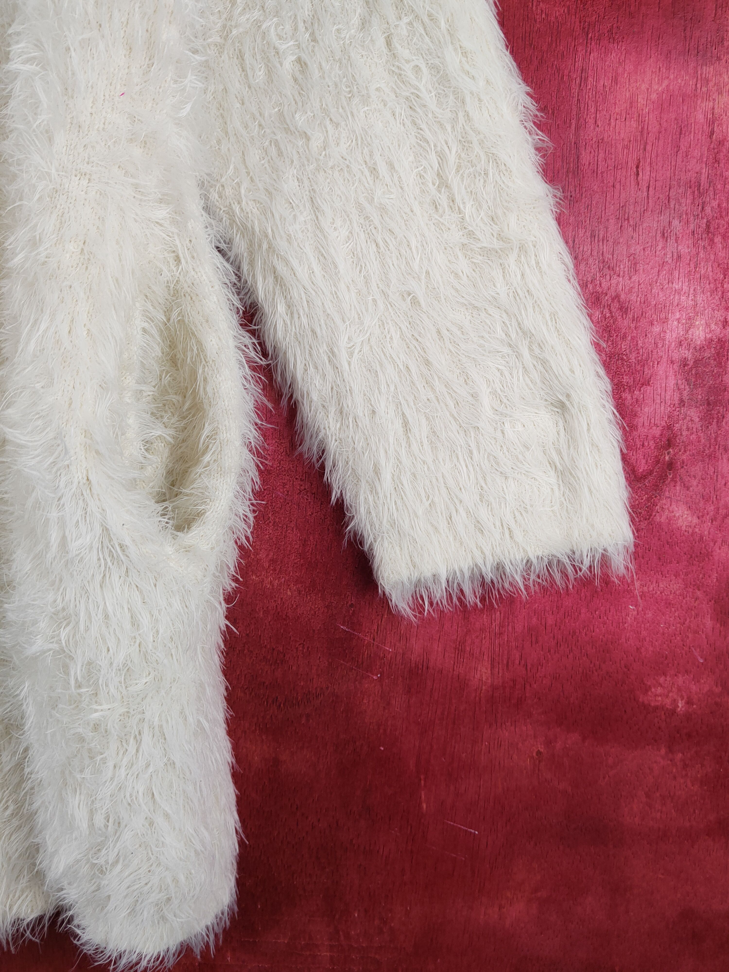 Homespun Knitwear Mercuryduo Cream Fur Mohair Knitwear Cardigan #2011 Size M / US 6-8 / IT 42-44 - 6 Thumbnail