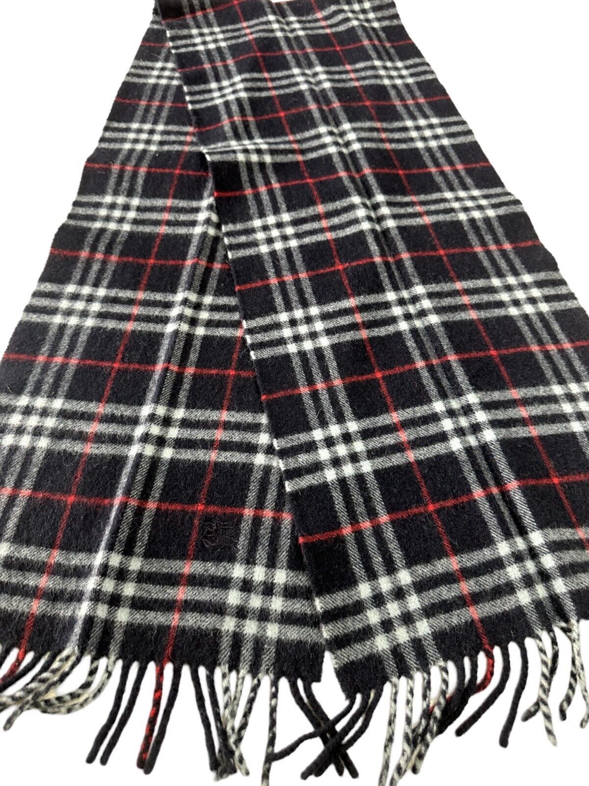 Burberry Burberry Vintage Unisex Scarf Navy Blue 100% Lambswool Size ONE SIZE - 2 Thumbnail