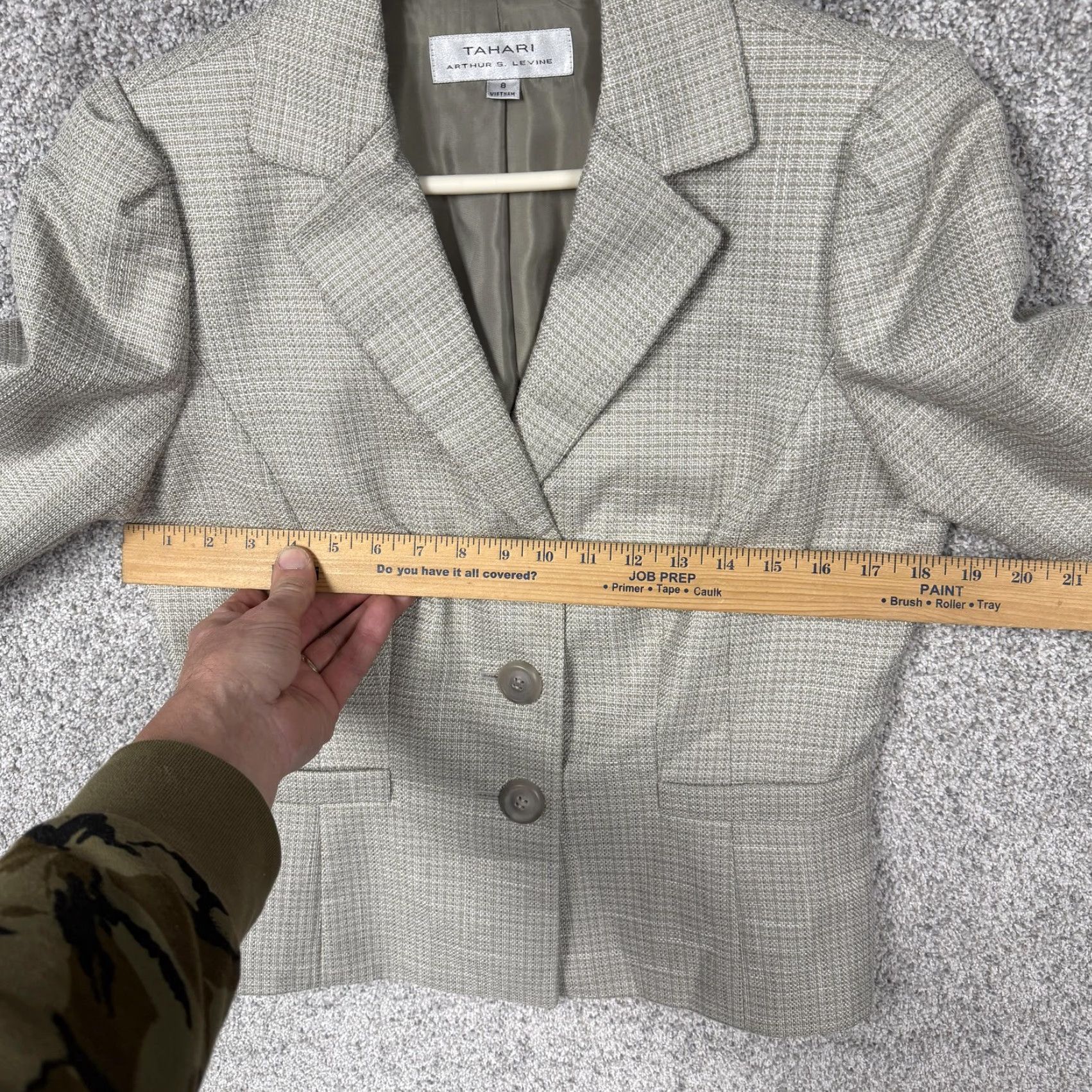 Vintage Tahari Arthur S. Levine Blazer Women 8 Beige Check Suit Jacket Vintage No Size M / US 6-8 / IT 42-44 - 4 Thumbnail