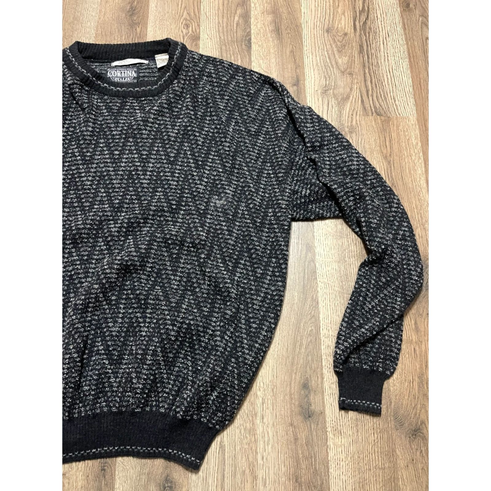 Vintage Cortina Italia Sweater Mens XL Black Gray Wool Blend Pullover Crew Neck Casual Wool Mens XL Pullover Crew Neck Cortina Italia Sweater Size US XL / EU 56 / 4 - 4 Thumbnail