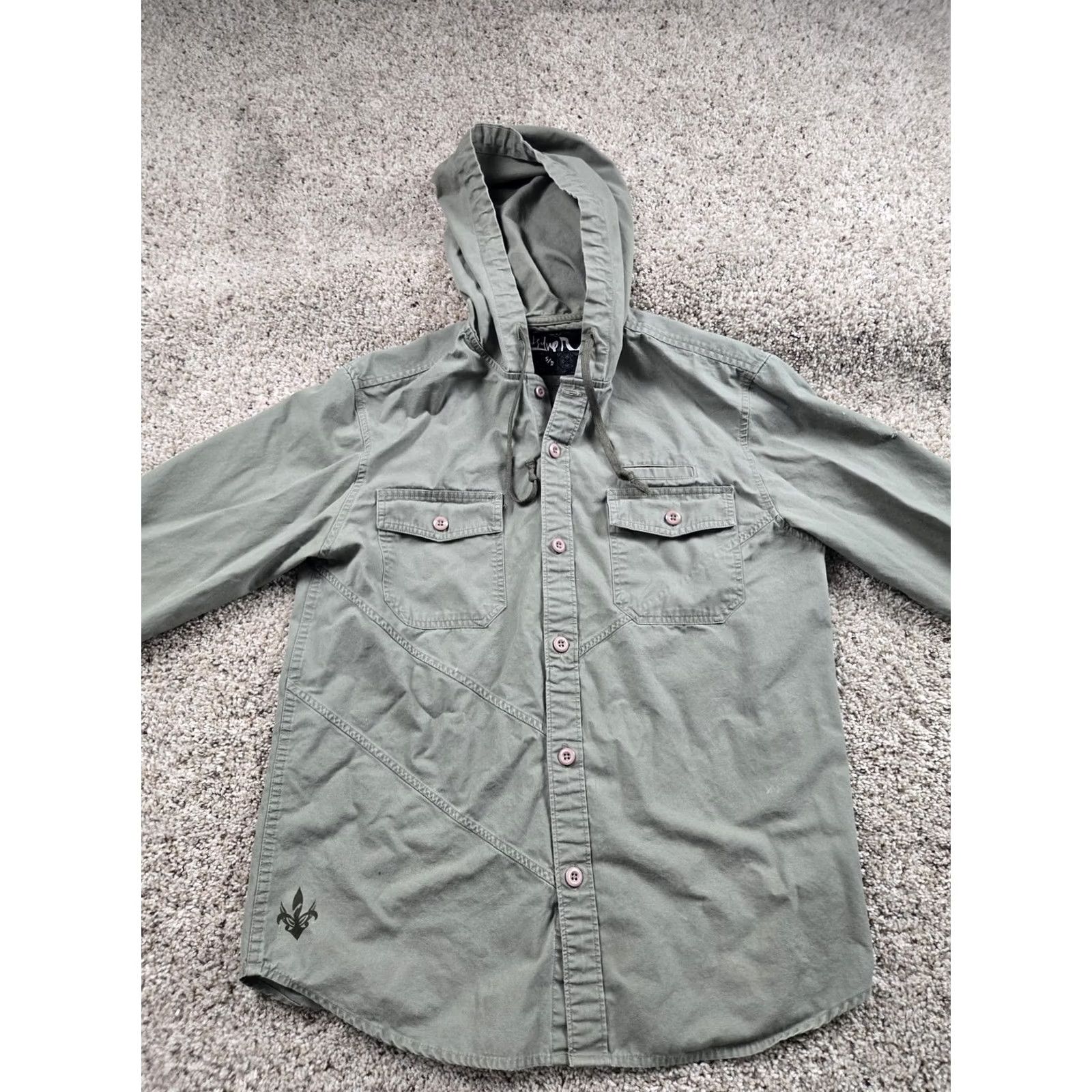 Quiksilver VINTAGE Quiksilver Hooded Shirt Mens Small Green Button Front Casual Long Sleeve Shirt Size US S / EU 44-46 / 1 - 5 Thumbnail