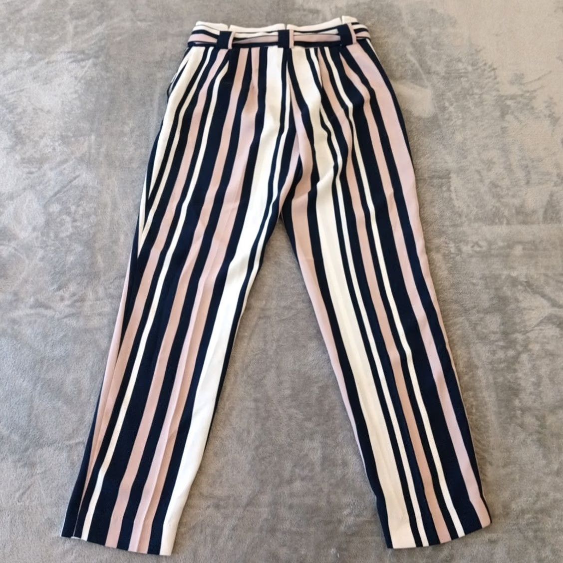 Express Express Ankle Pants Womens Size 2 Belted Pockets Striped Blue Pink 26x28 Straight Pant Size 26" / US 2 / IT 38 - 7 Thumbnail