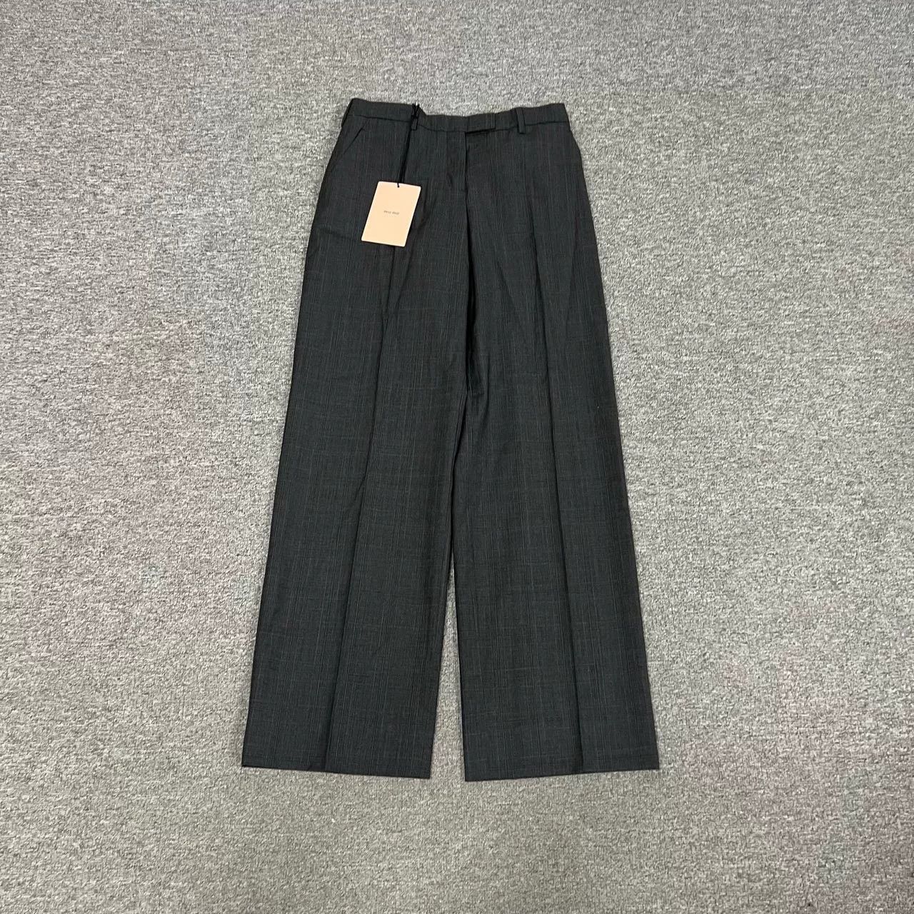 Miu Miu Miu Miu Gray Wide-Leg Pants Size 38 Size 38" / US 16 / IT 52 - 1 Thumbnail